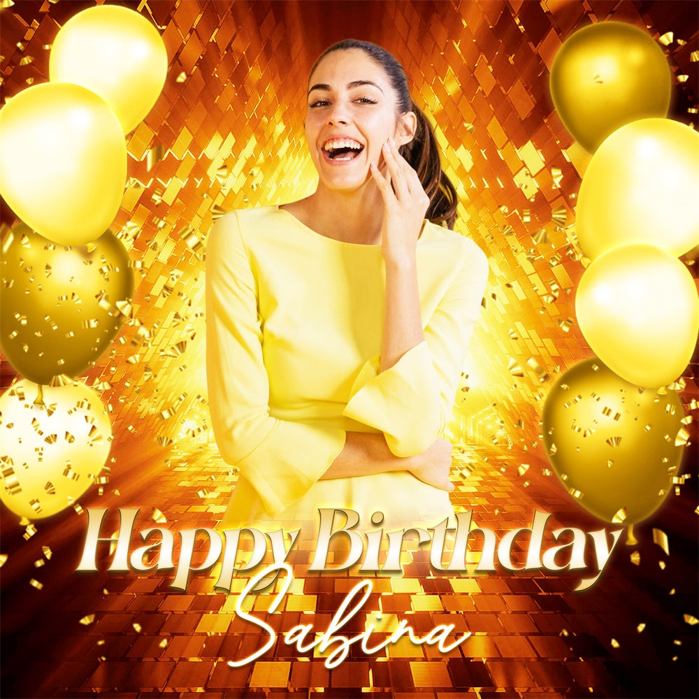 Customized Backdrop For Birthday Confetti Gold Glow Backdrop UK LXX6-98