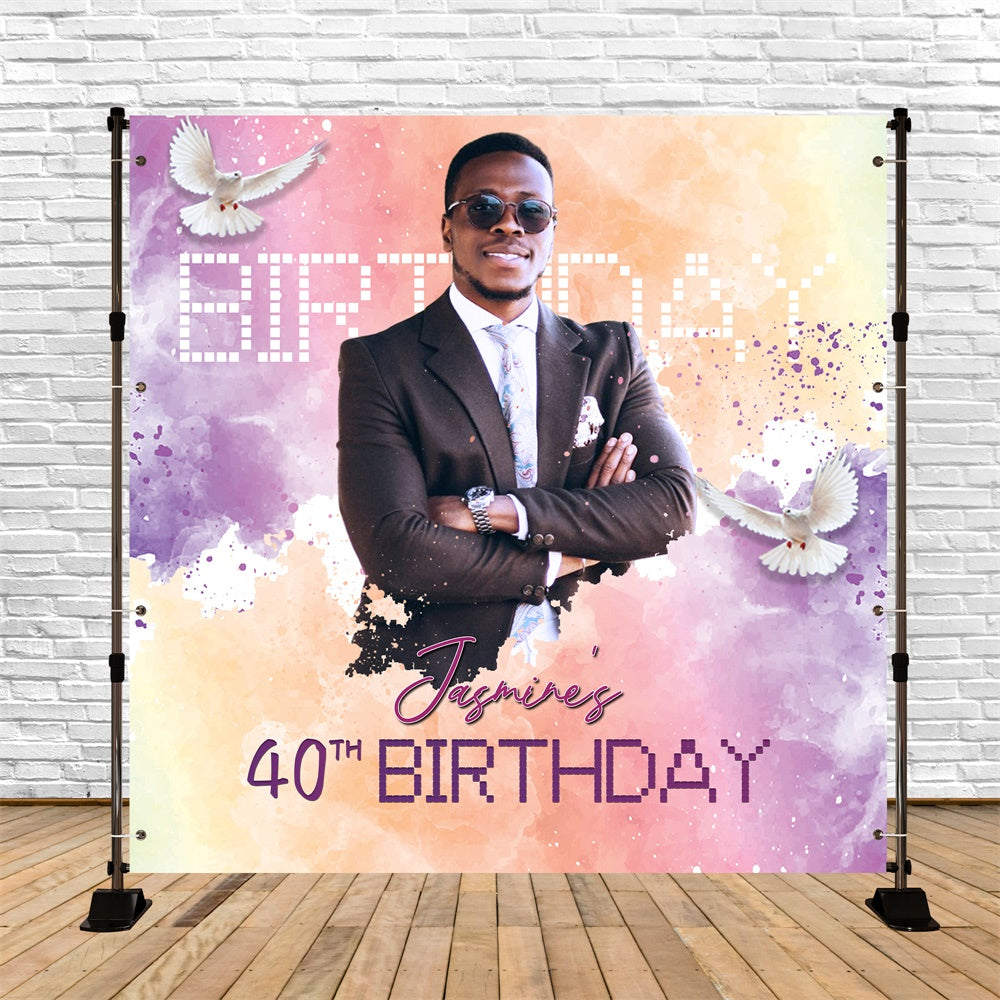 40th Birthday Backdrop Pastel Dove Birthday Custom Backdrop UK LXX6-99
