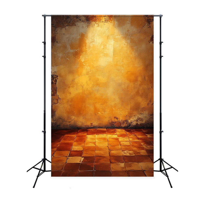 Portrait Photography Backdrop Warm Ochre Tile Wall Concrete Backdrop UK LXX61-12