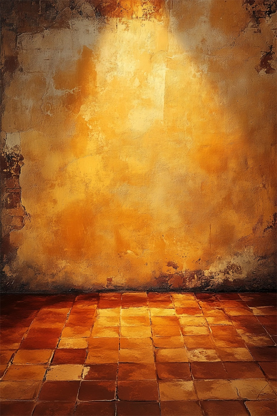 Portrait Photography Backdrop Warm Ochre Tile Wall Concrete Backdrop UK LXX61-12