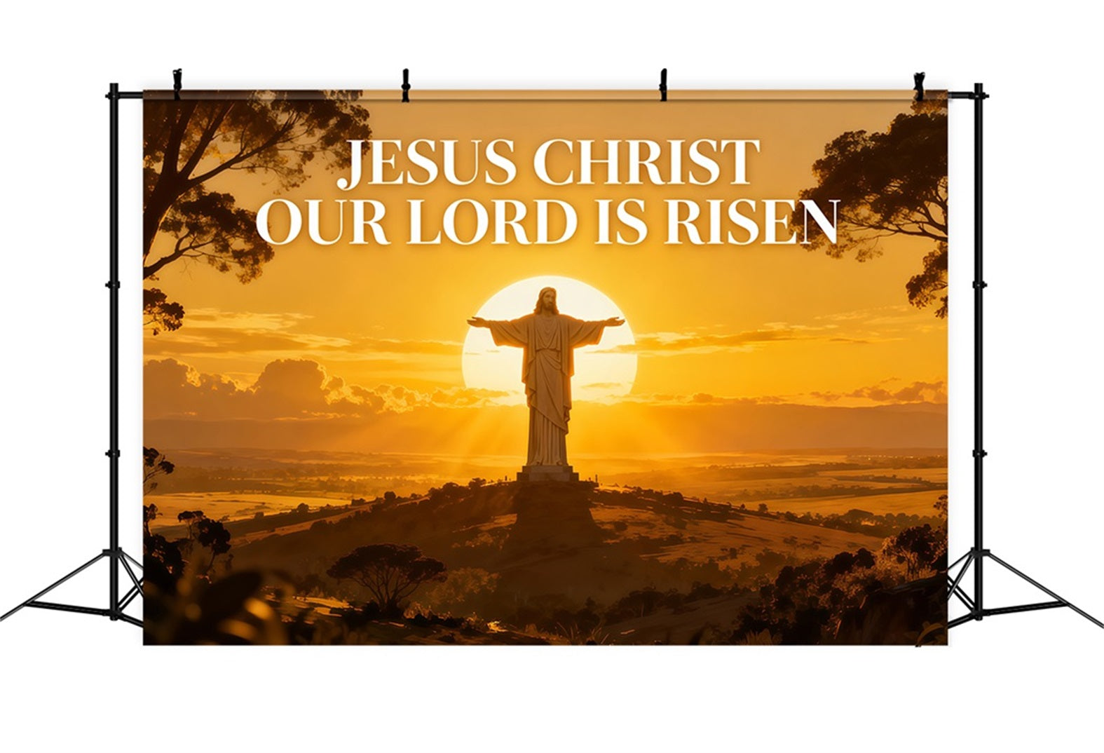 He Is Risen Backdrop Sunrise Cross Prayer Worship Easter Backdrops For Photography UK LXX61-130