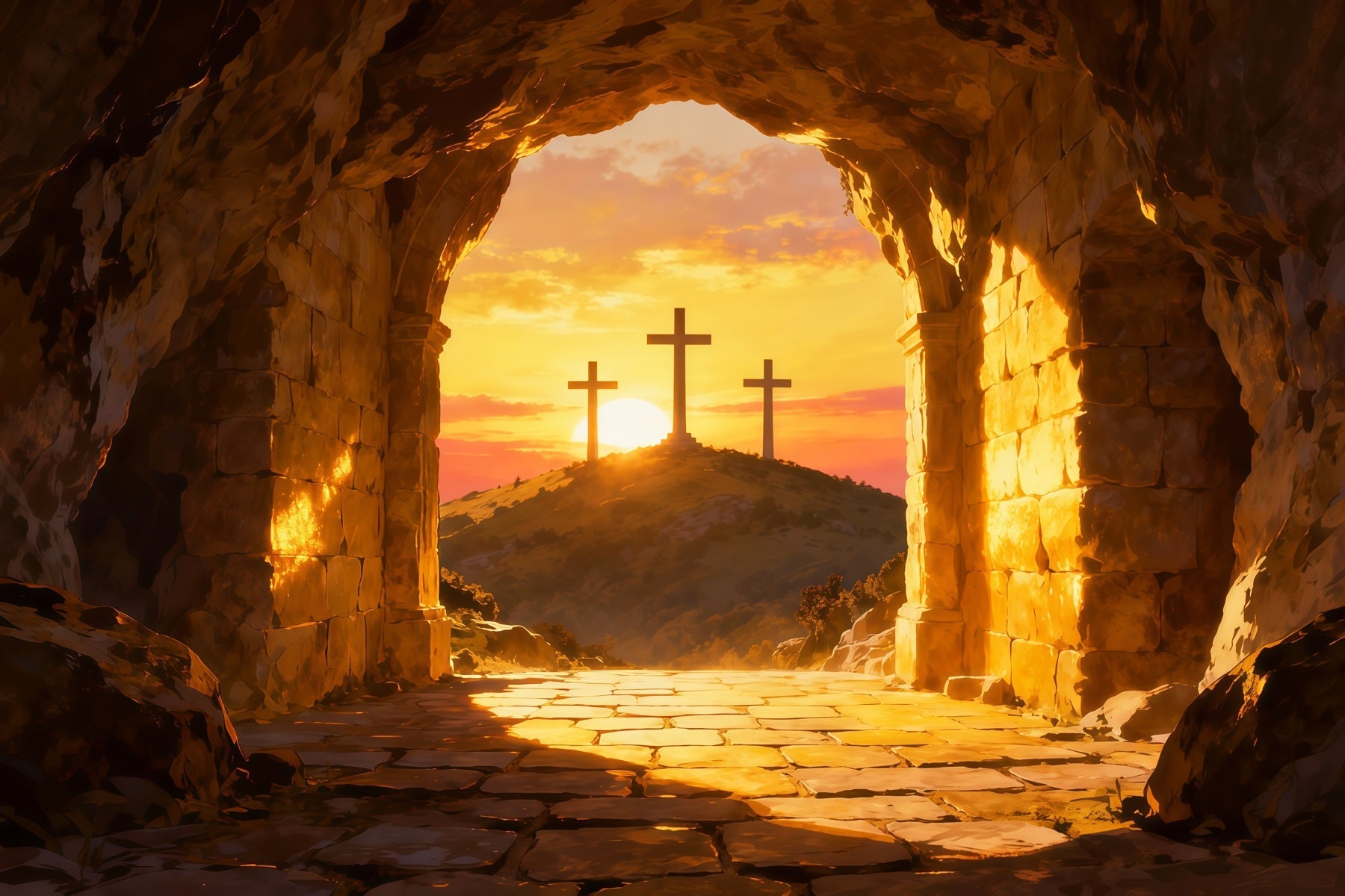 Religious Easter Backdrops He Is Risen Cross Hill Easter Photo Backdrop Ideas UK LXX61-133