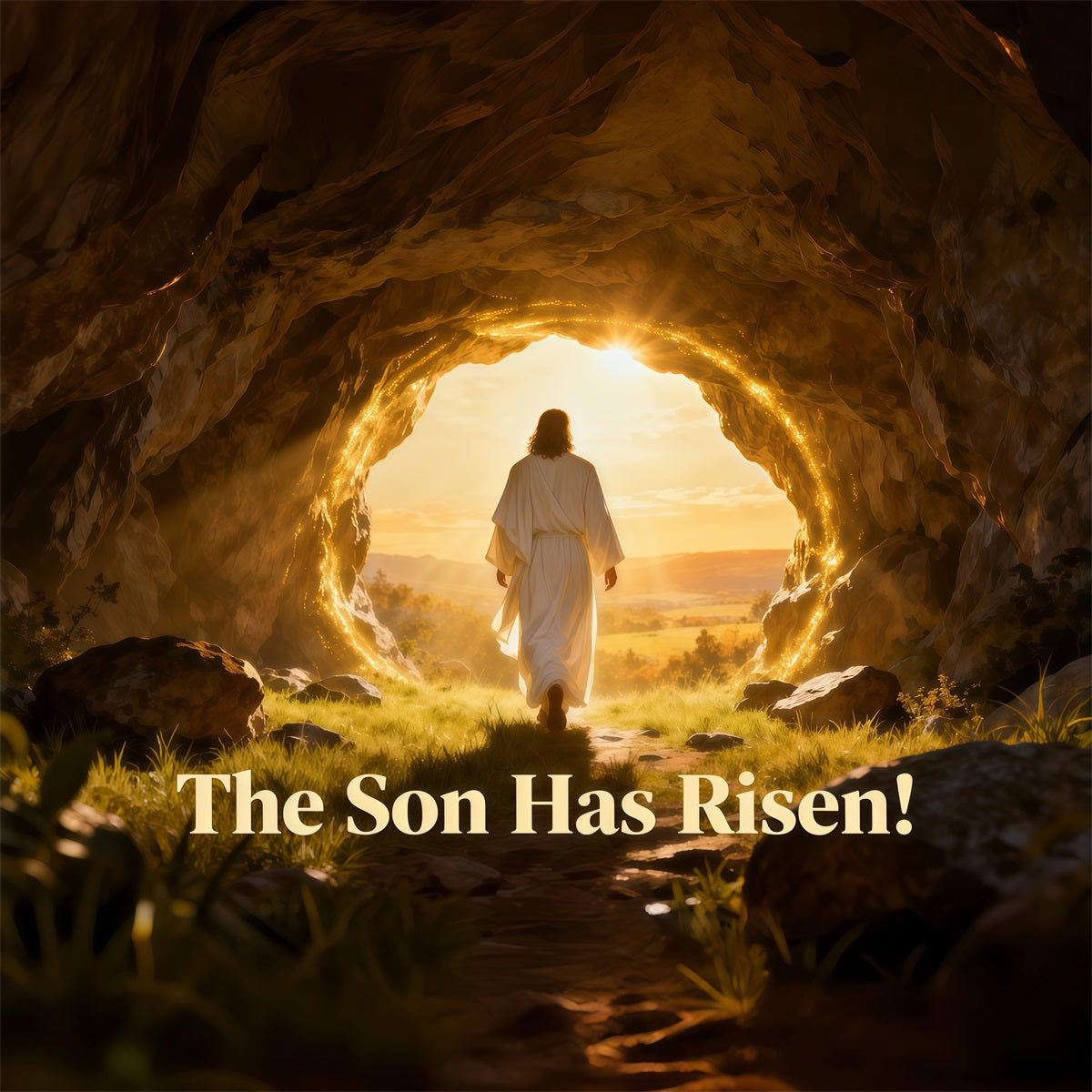 He Has Risen Backdrop Resurrection Light Cave Easter Photography Backdrop UK LXX61-139