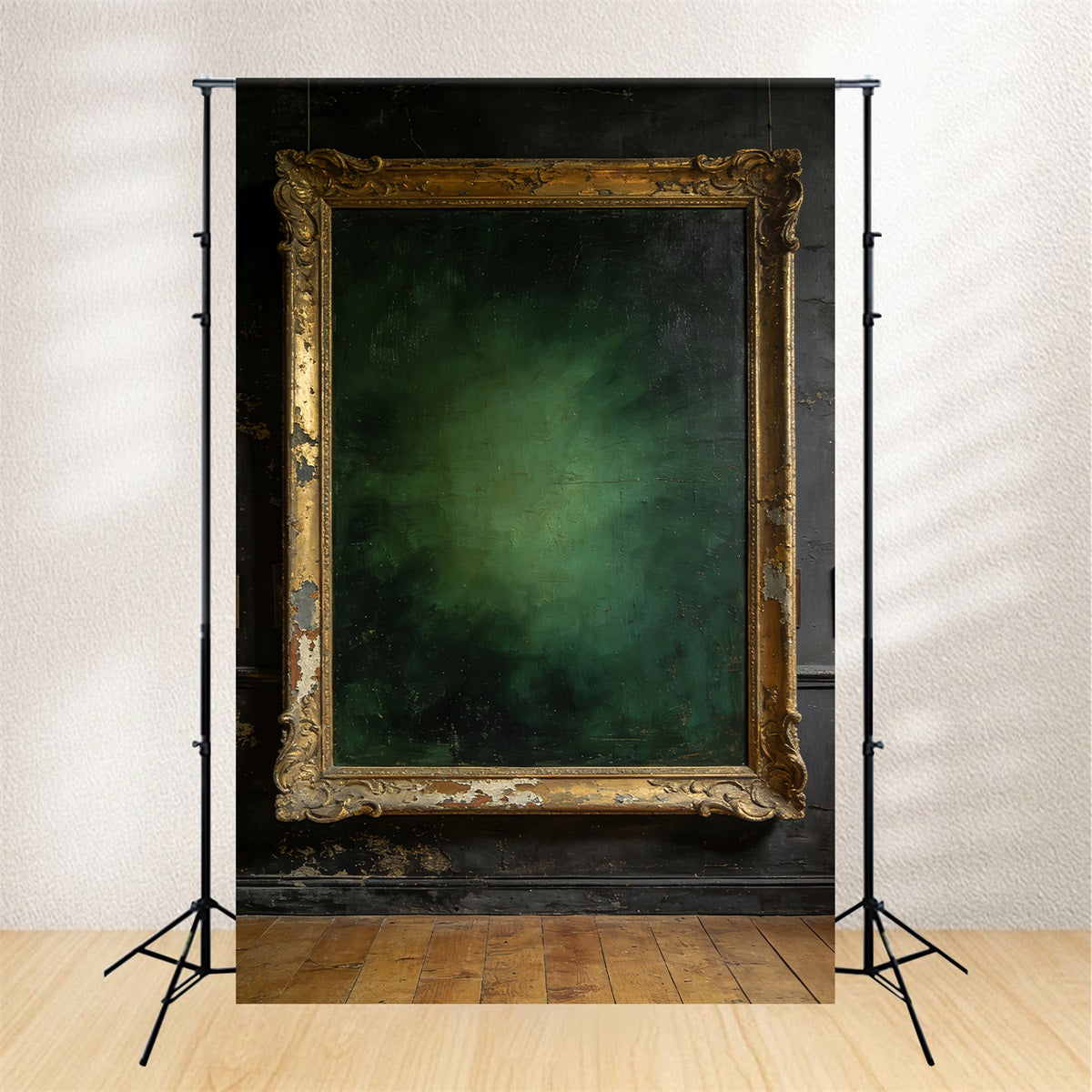 Portrait Studio Backdrop Antique Gilded Frame Wall Green Photo Backdrop UK LXX61-15