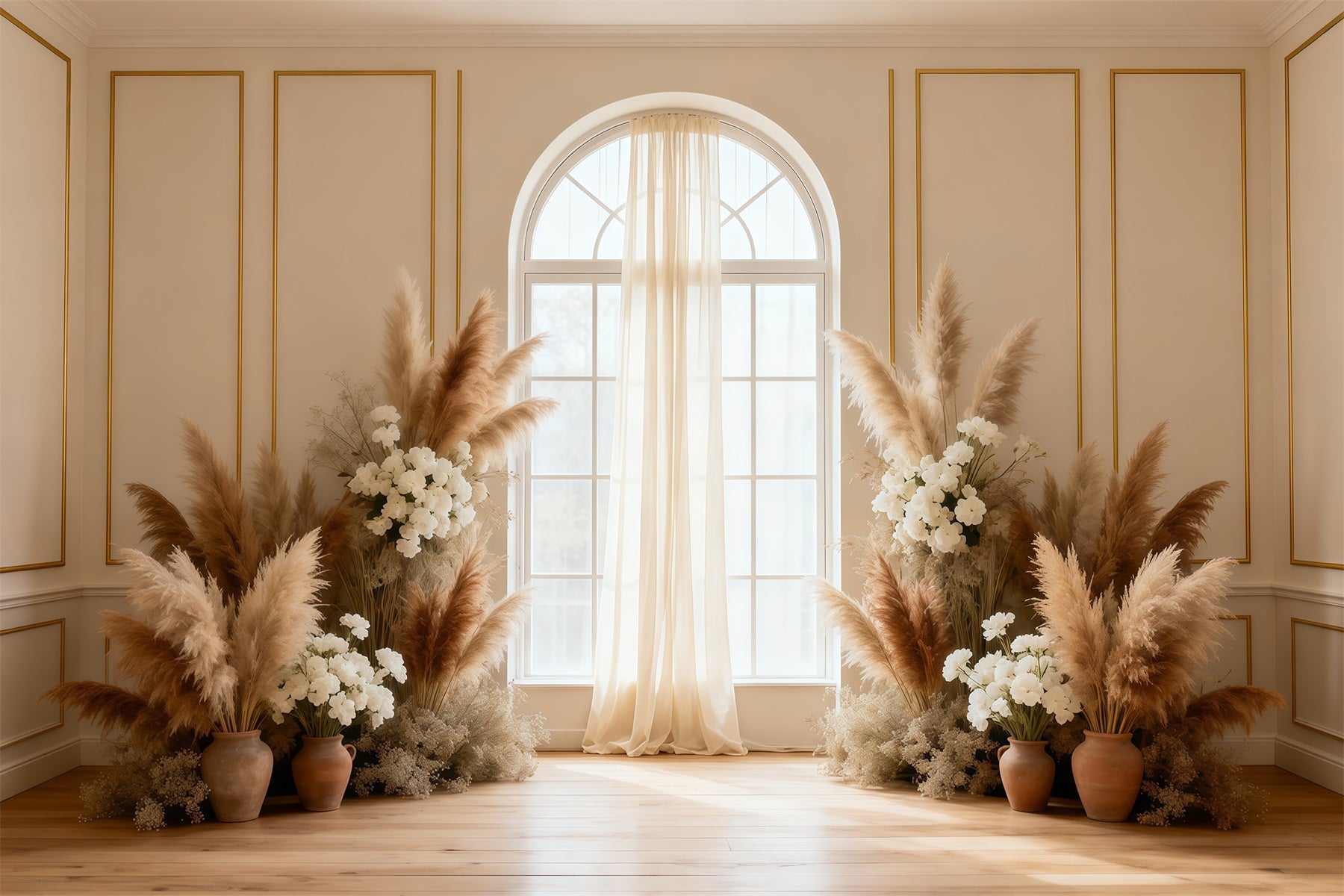 Pampas Grass Backdrop Minimal Pampas Window Elegance Spring Backdrops For Photography UK LXX61-156