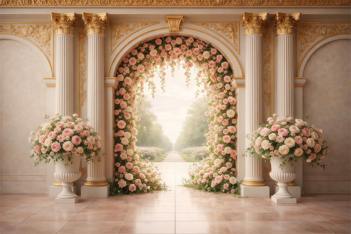 Spring Floral Backdrop Rose Arch Palace Hall Floral Backdrop Design UK LXX61-200