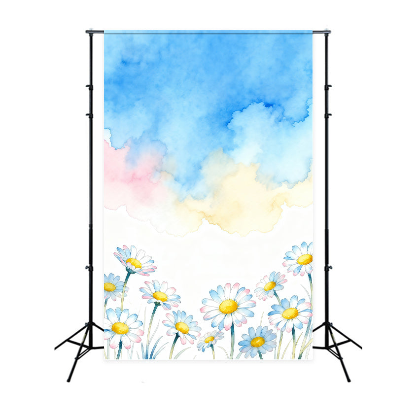 Daisy Photo Backdrop Pastel Cloud Art Flower Floral Photography Backdrops UK LXX61-208