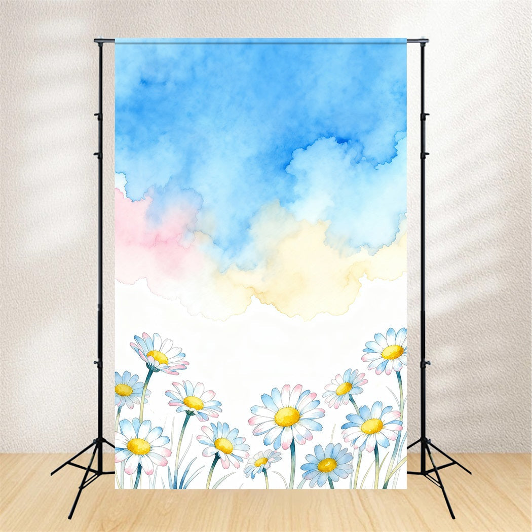 Daisy Photo Backdrop Pastel Cloud Art Flower Floral Photography Backdrops UK LXX61-208