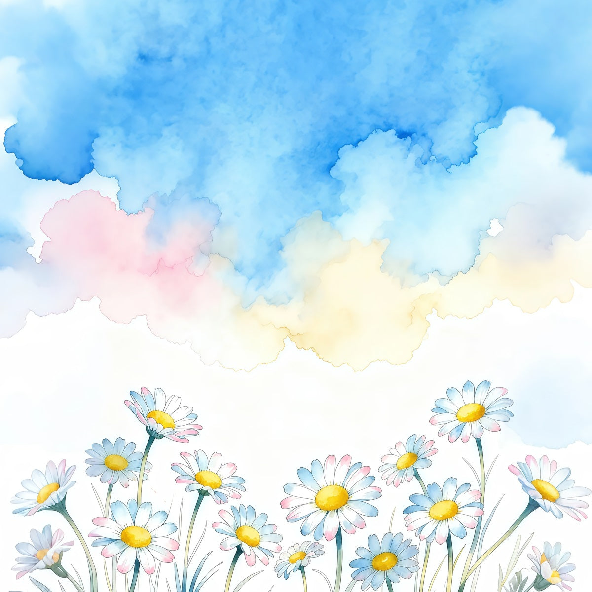 Daisy Photo Backdrop Pastel Cloud Art Flower Floral Photography Backdrops UK LXX61-208