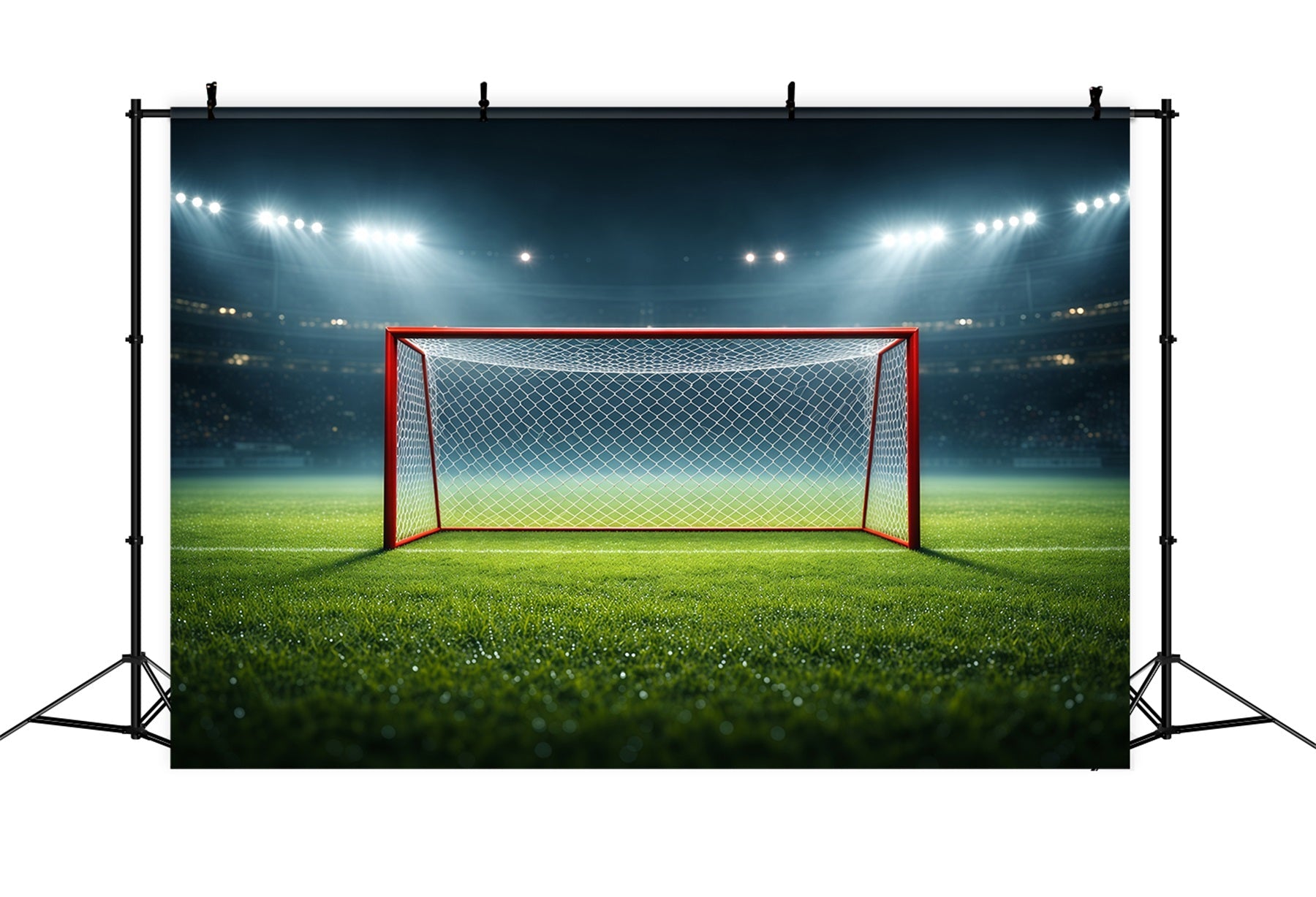 Soccer Field Backdrop Floodlit Goal Center Stage Sports Theme Backdrop UK LXX61-220