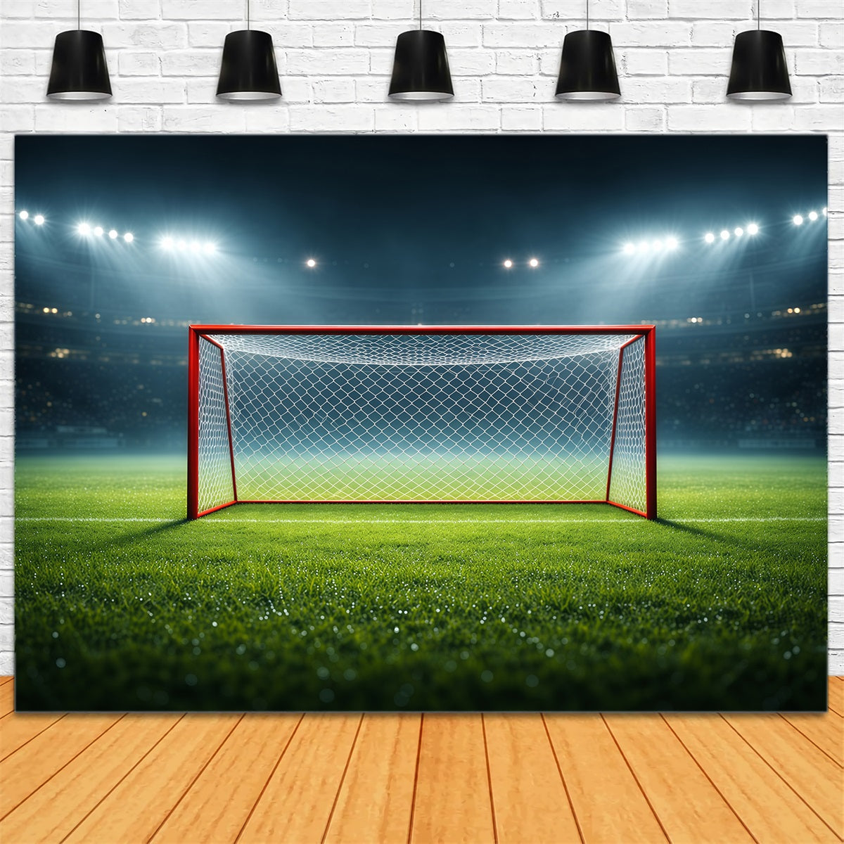 Soccer Field Backdrop Floodlit Goal Center Stage Sports Theme Backdrop UK LXX61-220