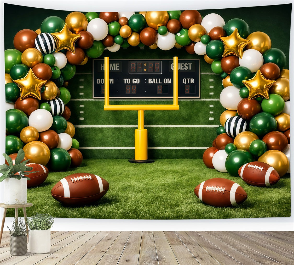Football Backdrop Scoreboard Balloon Arch Celebration Sports Photo Backdrop UK LXX61-223
