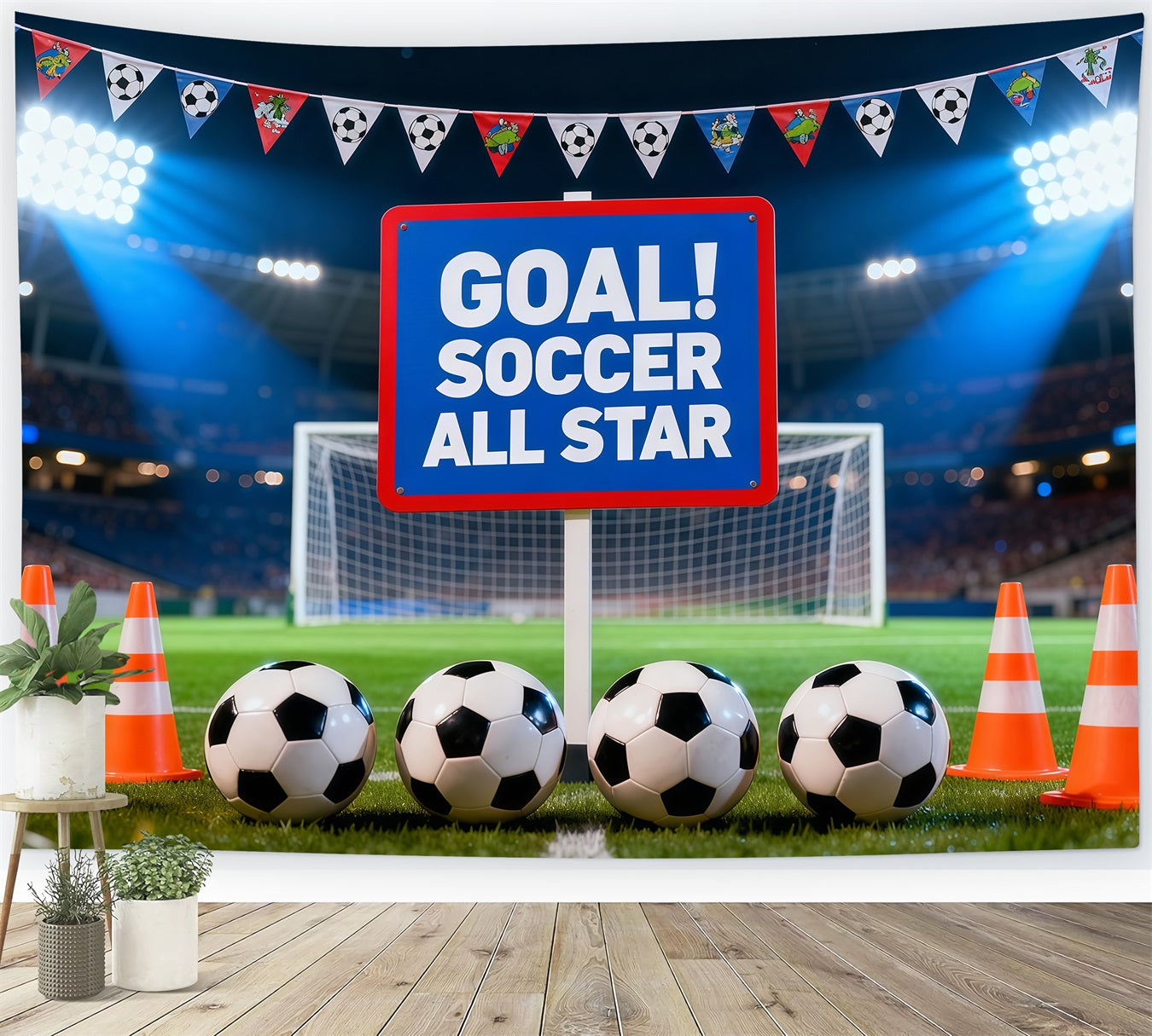 Soccer Stadium Backdrop Goal Celebration Training Field Sports Theme Backdrop UK LXX61-224