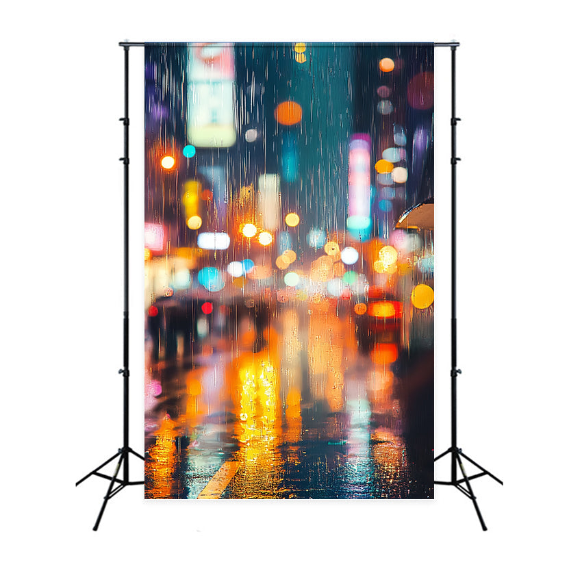 Portrait Studio Backdrops Rainy Neon City Bokeh Professional Portrait Backdrop UK LXX61-25