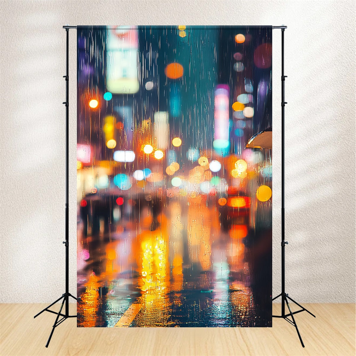 Portrait Studio Backdrops Rainy Neon City Bokeh Professional Portrait Backdrop UK LXX61-25
