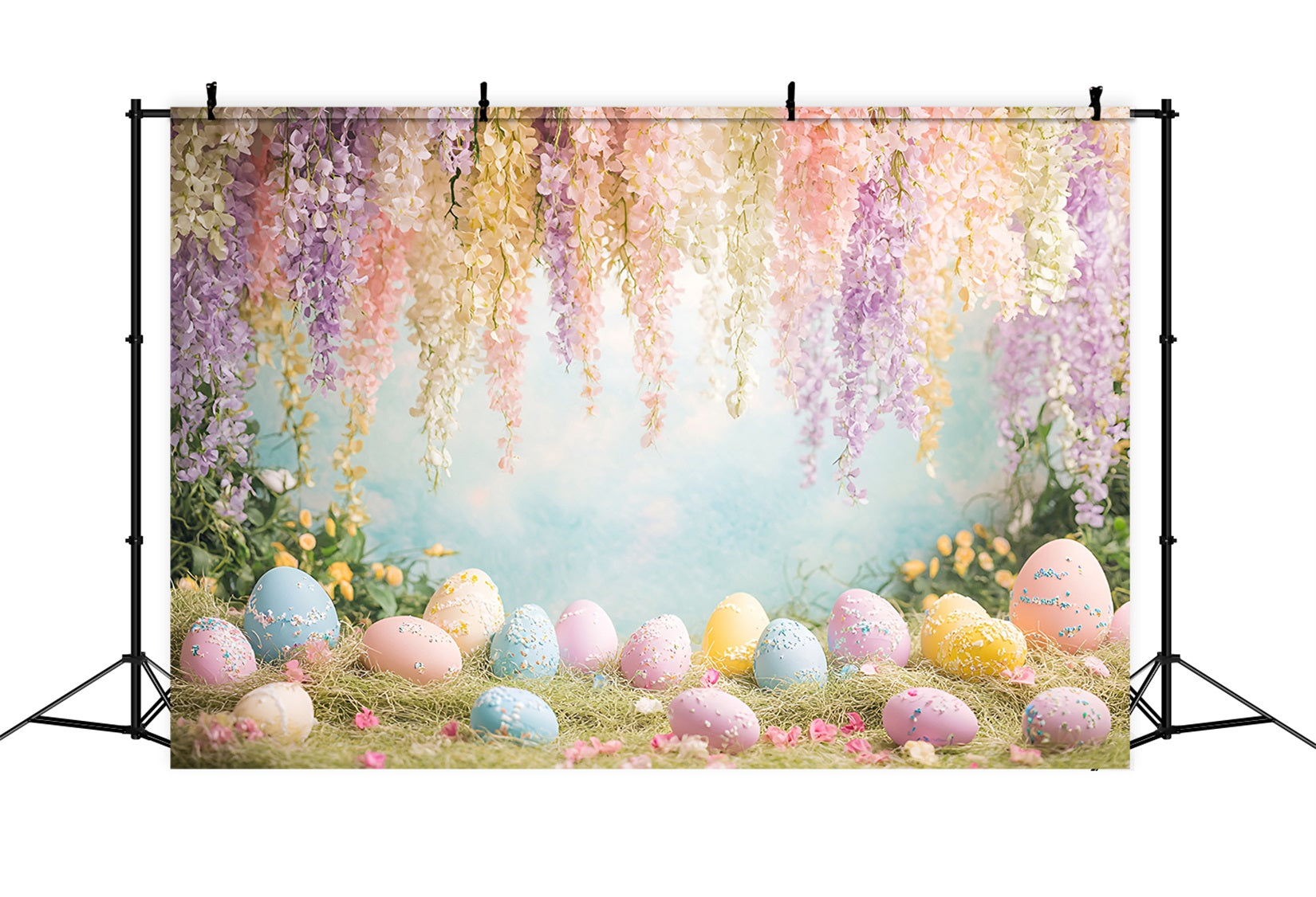 Easter Eggs Backdrop Hanging Wisteria Wildflower Meadow Easter Play Backdrops UK LXX61-66