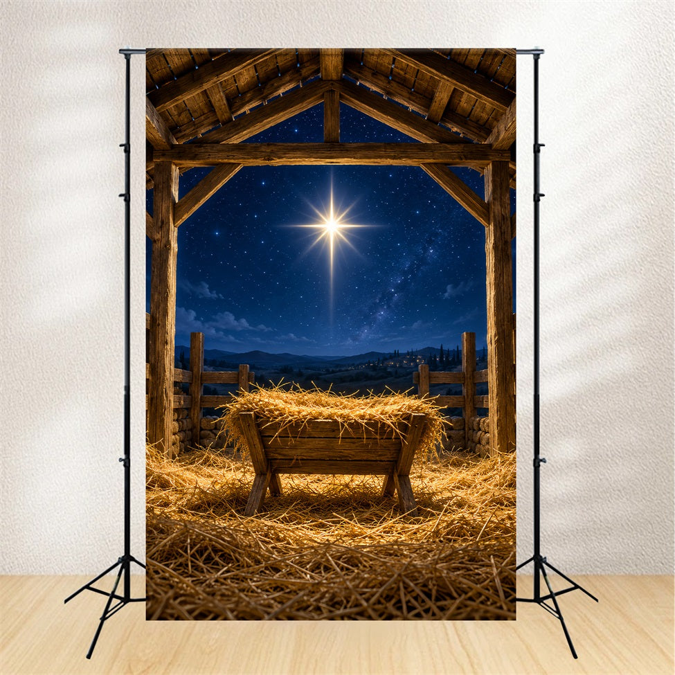 Nativity Scene Backdrop Bethlehem Star Rustic Stable Manger Scene Backdrop UK LXX610-161