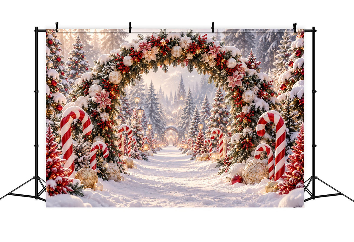 Christmas Backdrop for Photos Candy Cane Floral Archway Christmas Backdrop for Wall UK LXX610-175