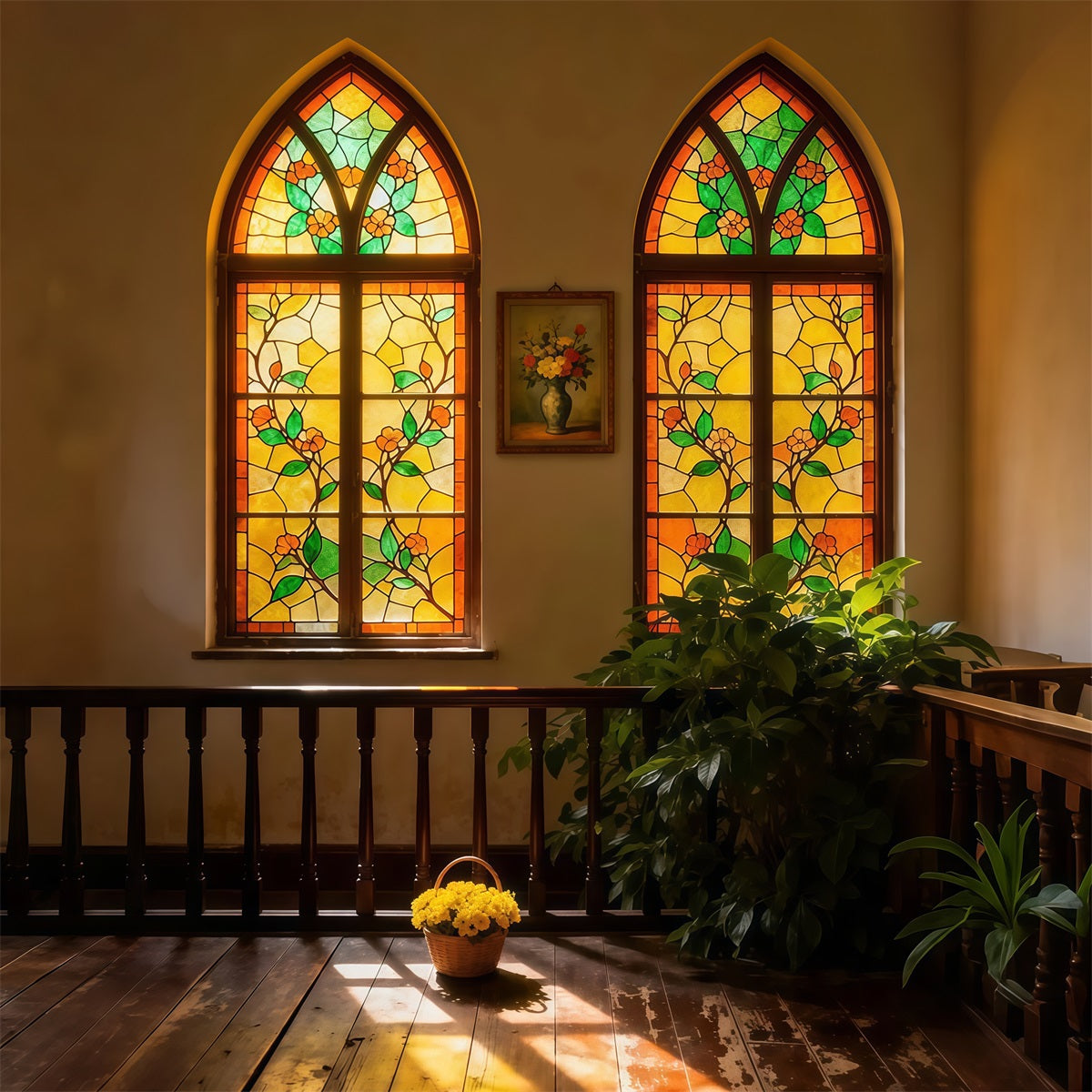 Stained Glass Window Backdrop Church Religious Easter Backdrops For Photography UK LXX62-40