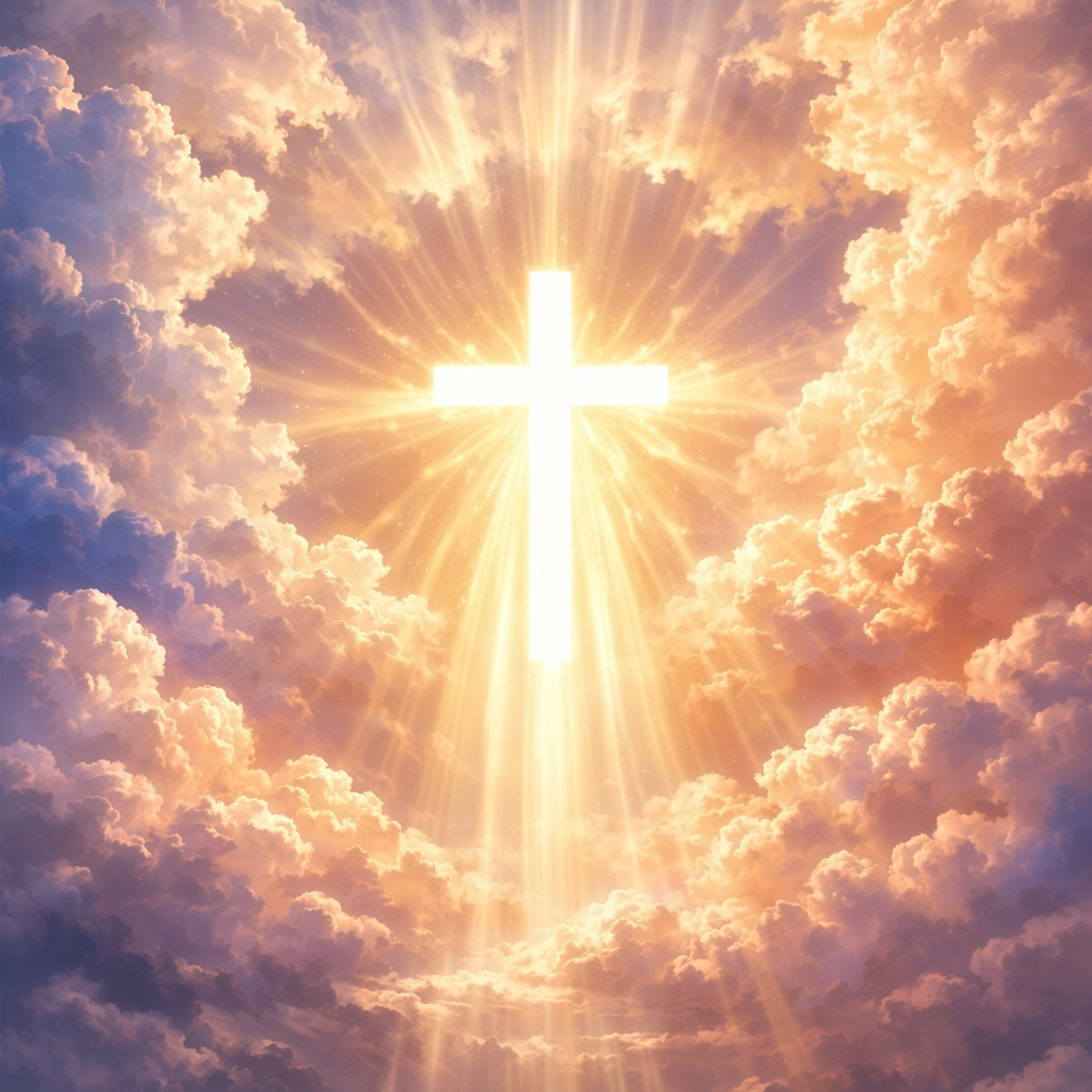 Cross Backdrops Heavenly Holy Light Cloudscape Easter Photography Backdrops UK LXX62-41