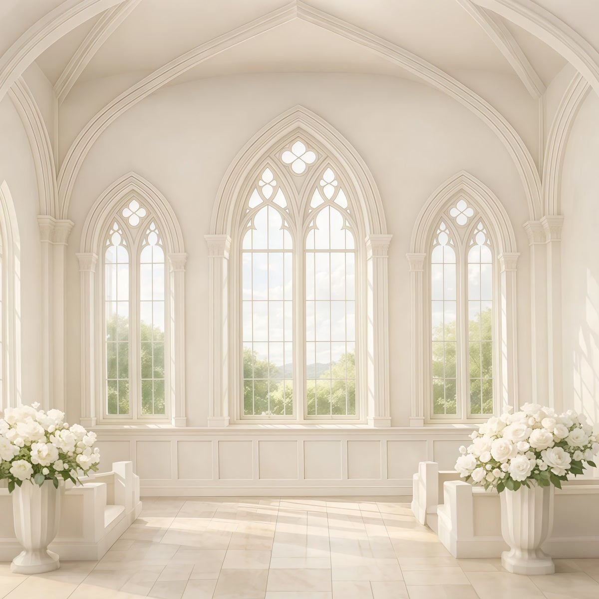 Church Easter Photo Backdrop Ideas Sunlit Gothic Window Interior Easter Picture Backdrops UK LXX62-42