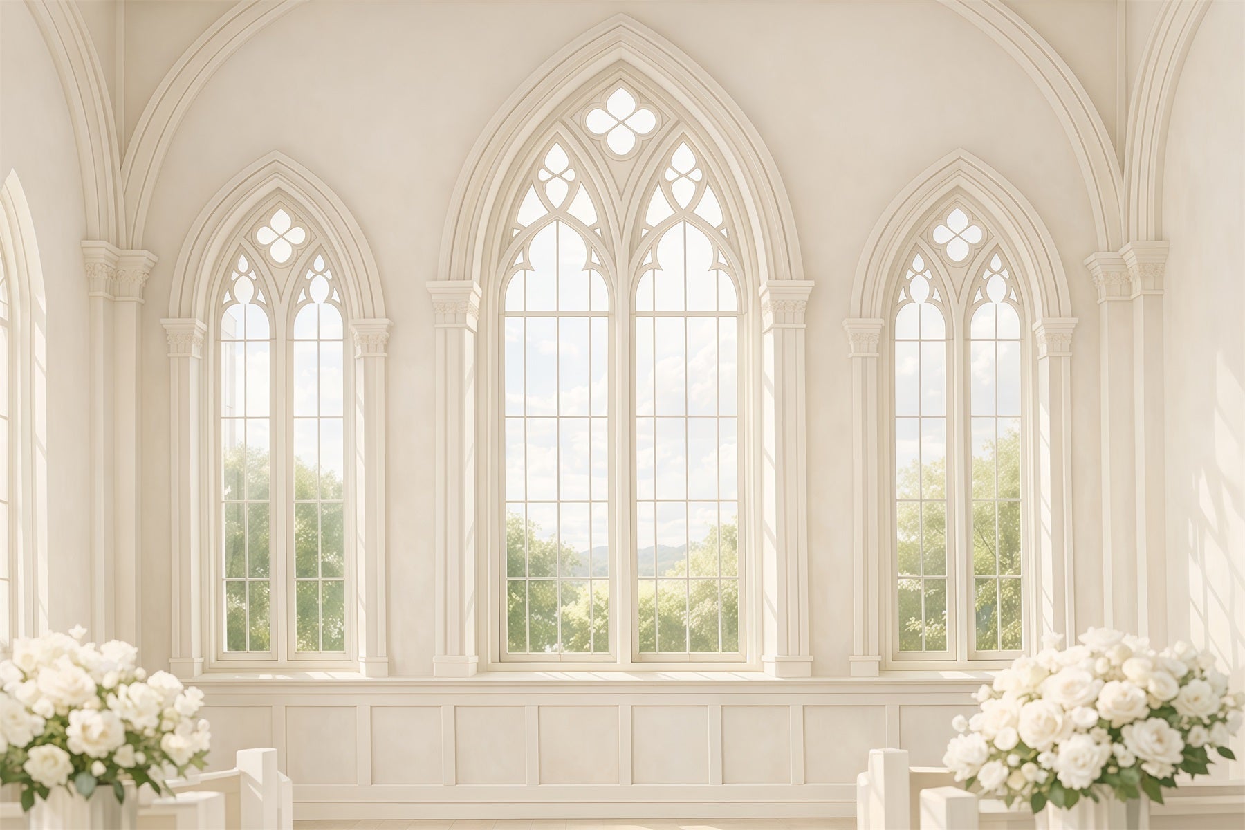 Church Easter Photo Backdrop Ideas Sunlit Gothic Window Interior Easter Picture Backdrops UK LXX62-42