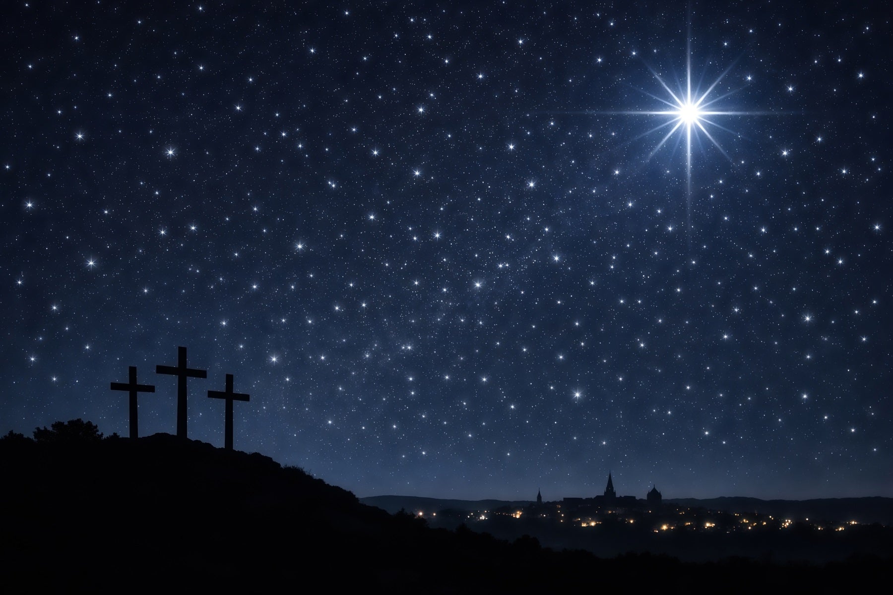 Easter Church Backdrops Starry Calvary Night Silhouette Easter Backdrop For Pictures UK LXX62-44