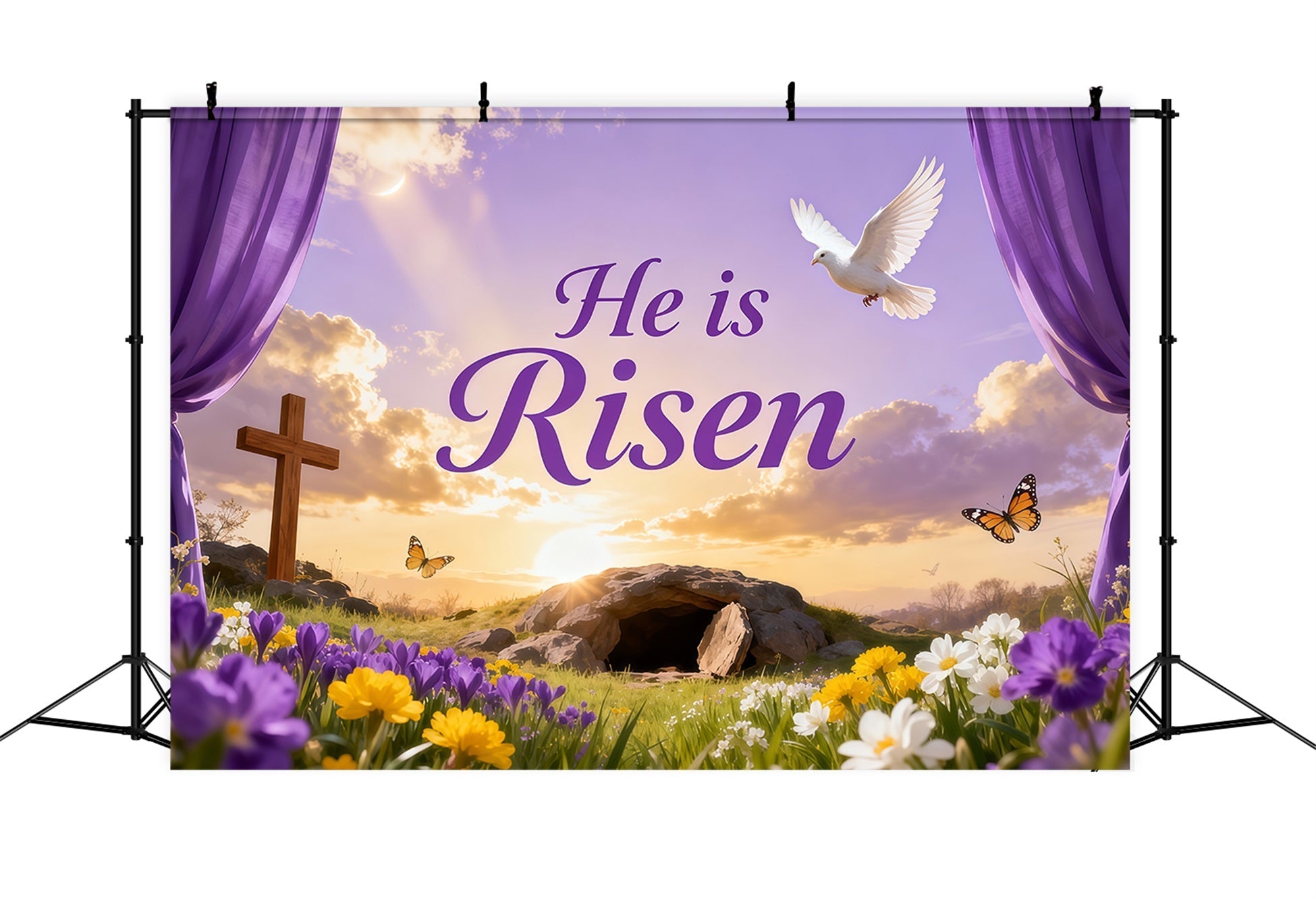 Easter Bunny Backdrops Empty Tomb Glory Flower Easter Backdrops For Pictures UK LXX62-47