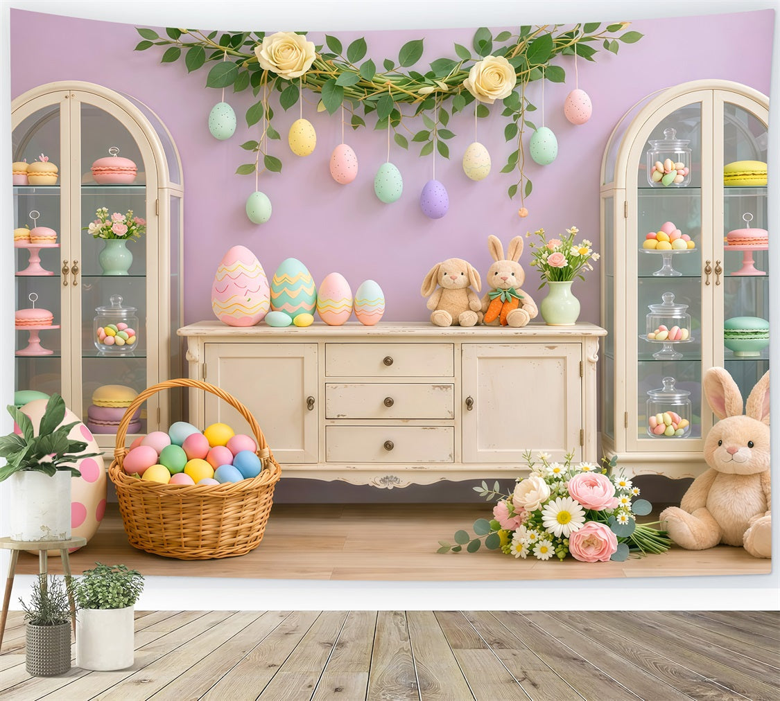 Cute Easter Backdrop Pastel Candy Cabinet Egg Display Backdrop For Easter Pictures UK LXX62-62