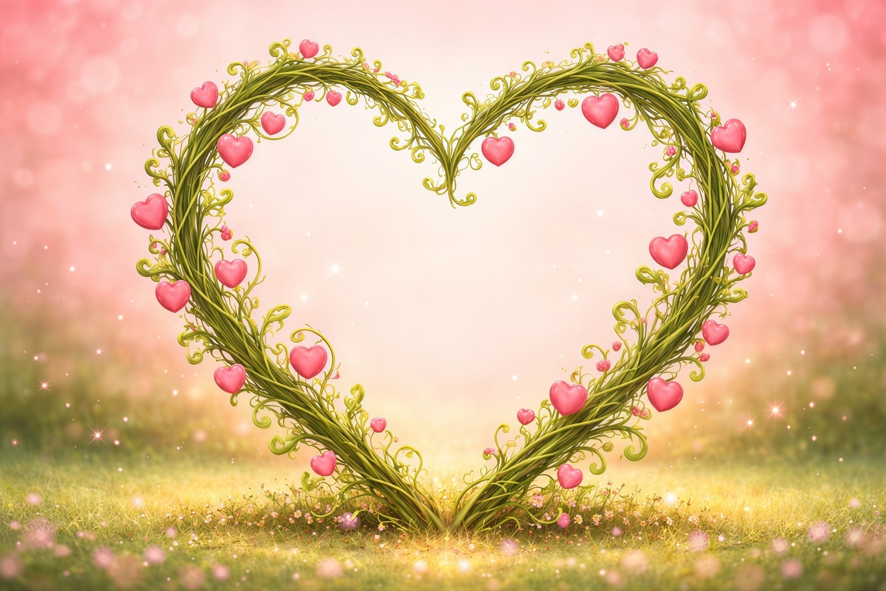 Heart Floral Frame Mother's Day Backdrop Whimsical Vine Pink Love Mother's Day Backdrop Ideas UK LXX63-12