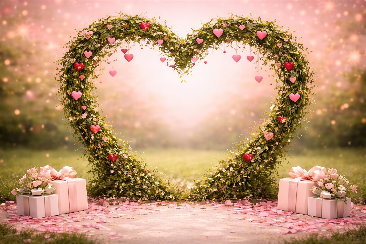 Heart Floral Frame Mother's Day Backdrop Romantic Vine Pink Gift Mother's Day Backdrop Ideas UK LXX63-13