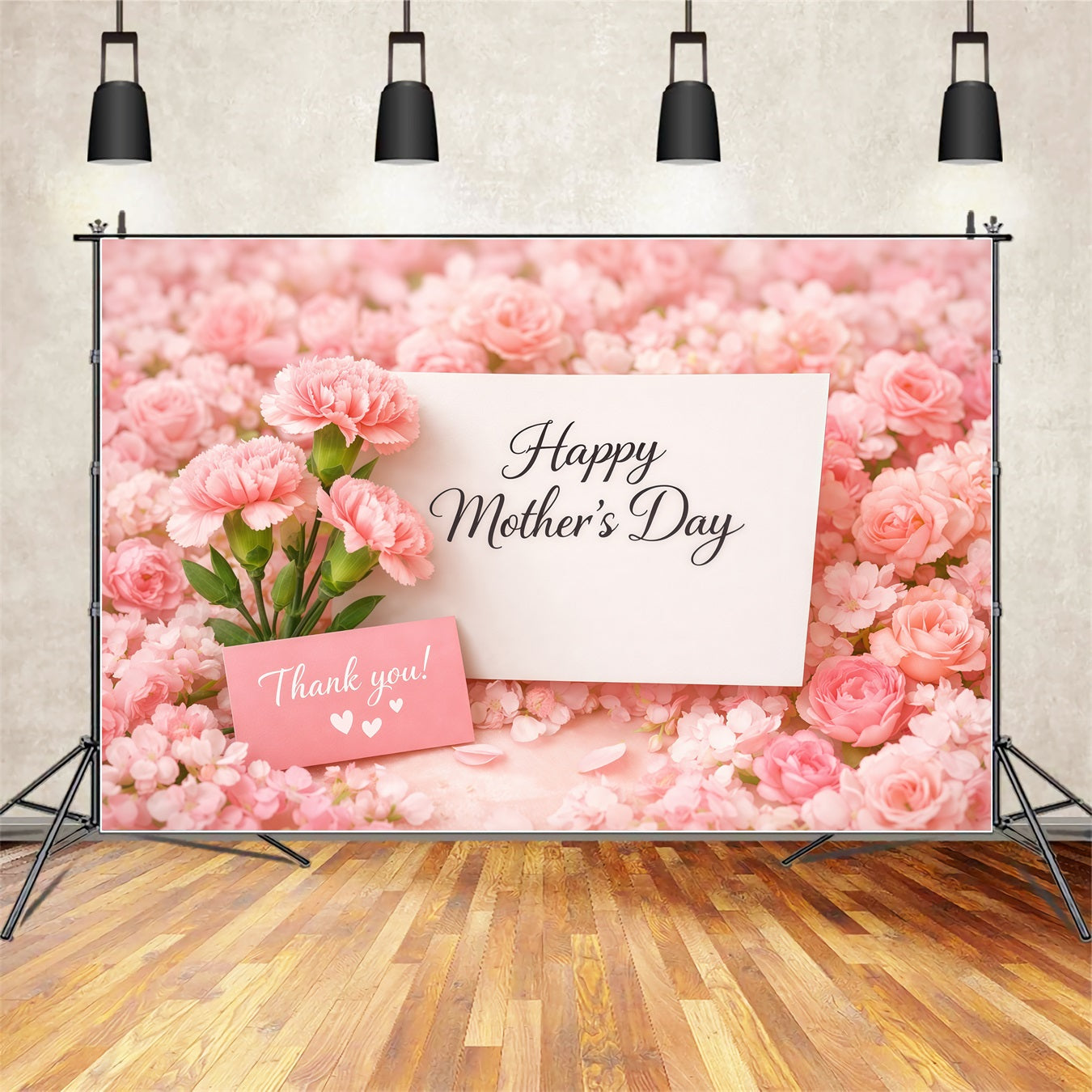 Mom Letters Mother's Day Backdrop Pink Floral Card Greeting Backdrop For Mother's Day UK LXX63-28