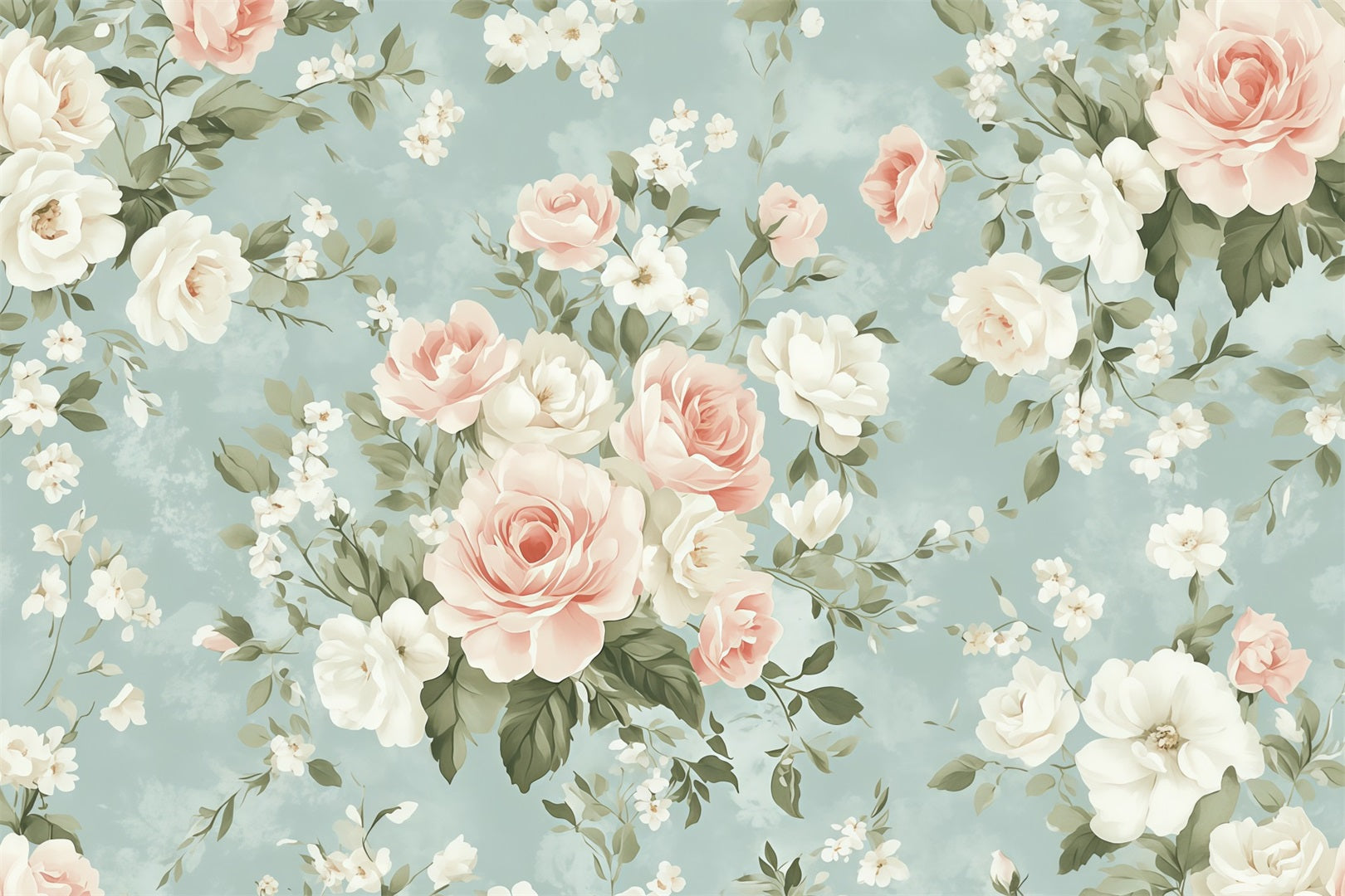 Mother's Day Portrait Backdrop Vintage Blue Rose Botanical Mother's Day Backdrop UK LXX63-3