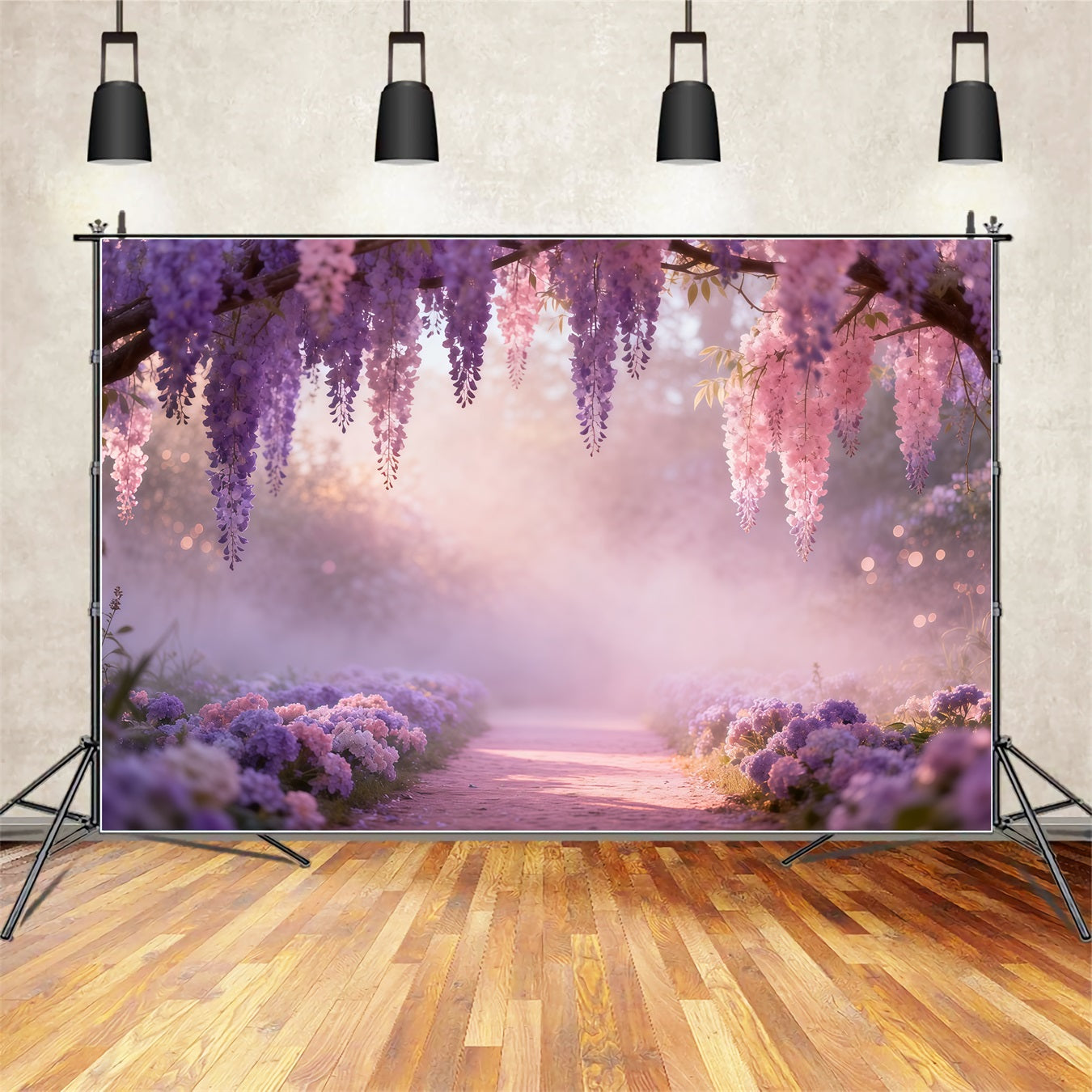 Lavender Bouquet Mother's Day Backdrop Dreamy Wisteria Hanging Blossom Backdrop Mothers Day UK LXX63-46