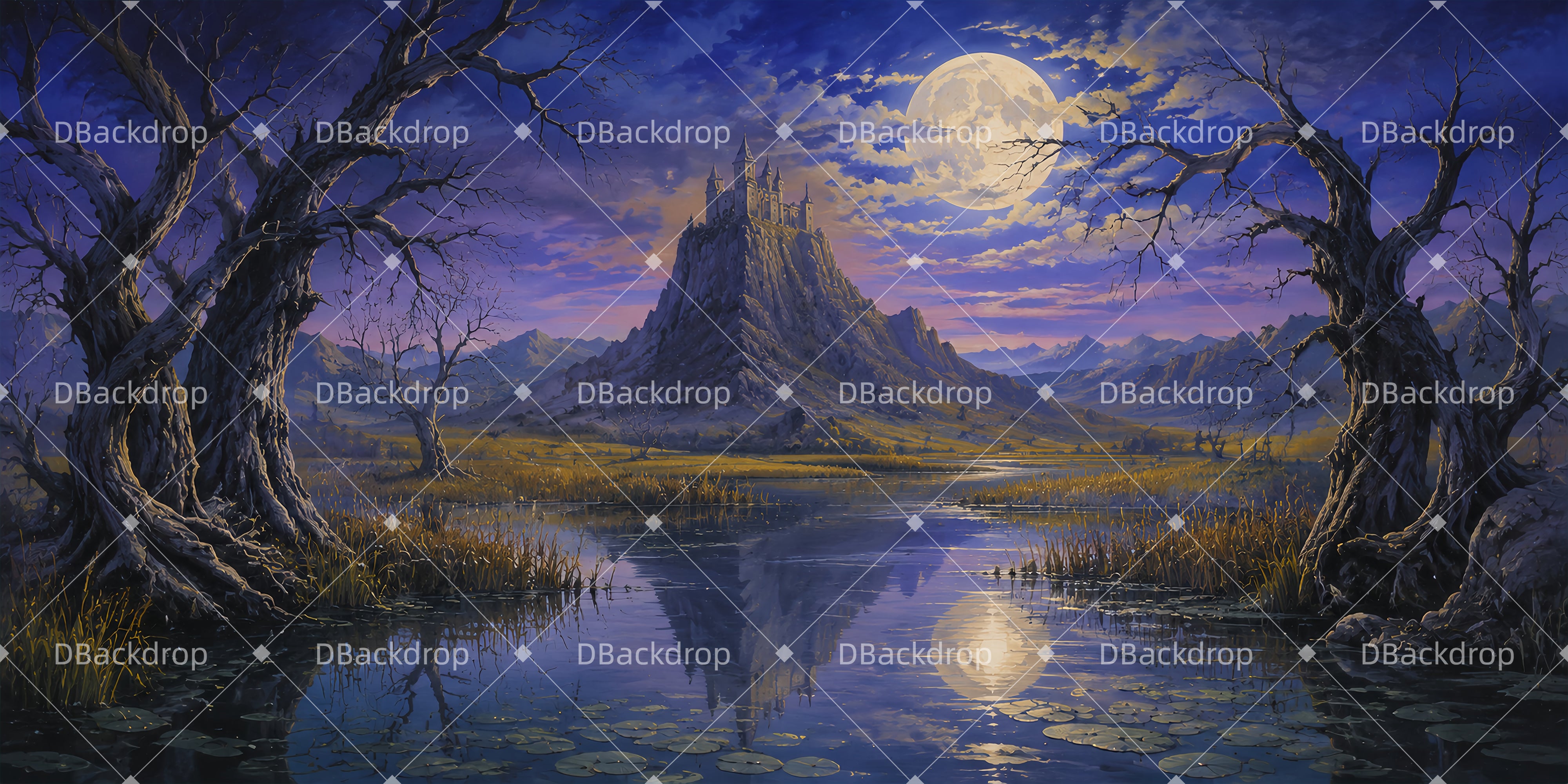 Scenic Backdrops Enchanted Castle Outskirts Stage Scenery Backdrops UK LXX65-T114