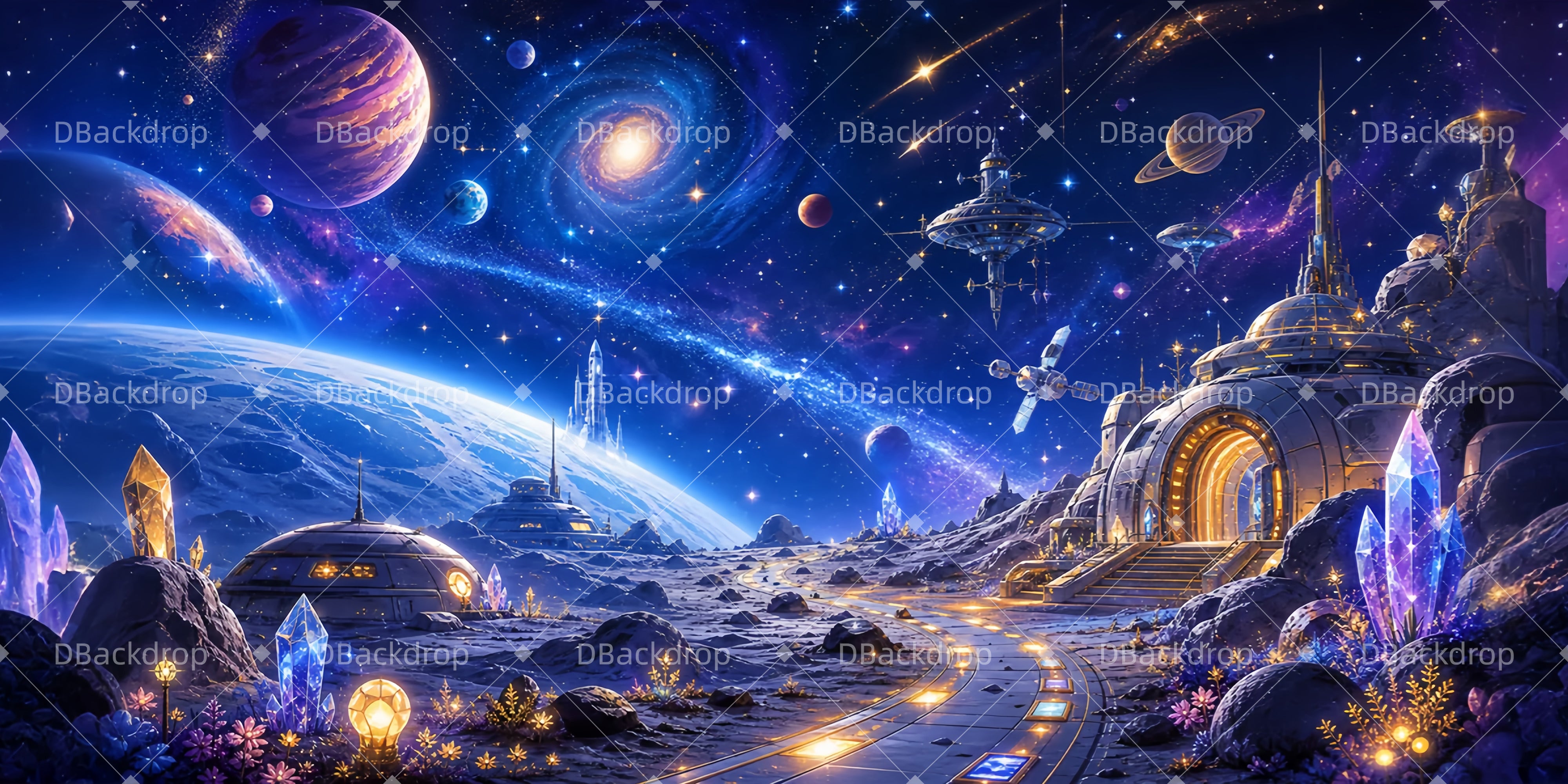 Space Theme Backdrop Galaxy Space Base VBS Backdrops UK LXX65-T14
