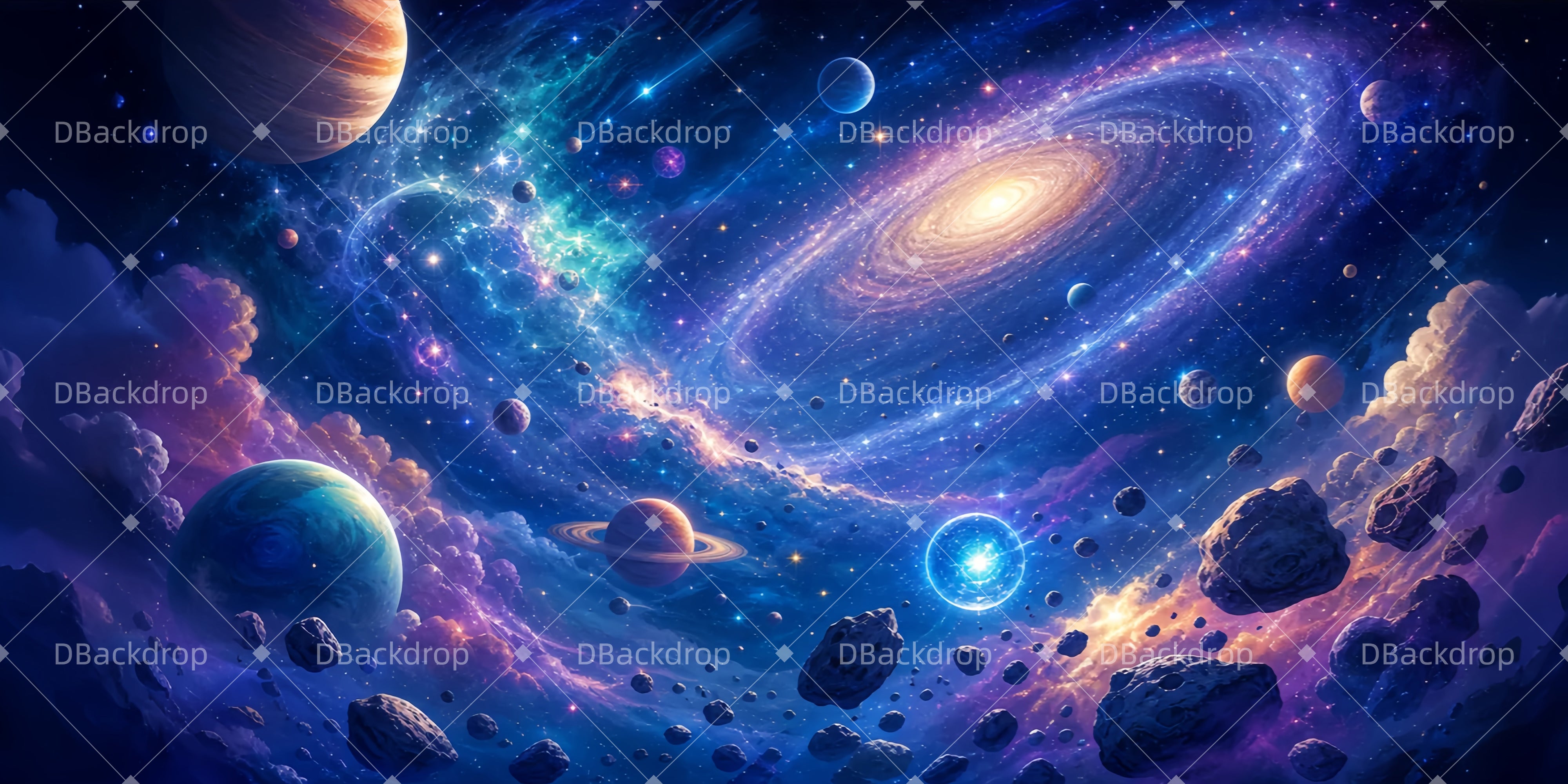 Galaxy Backdrop Galactic Starfield Scuba VBS Backdrop UK LXX65-T17
