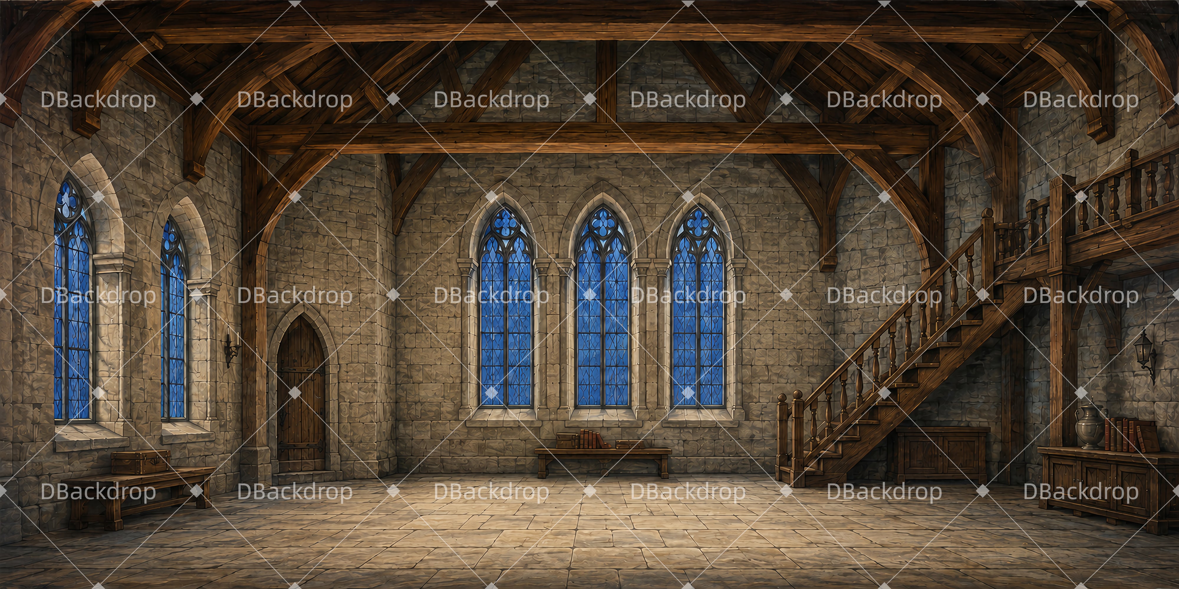 Performance Backdrops Gothic Castle Chamber School Play Backdrops UK LXX65-T57