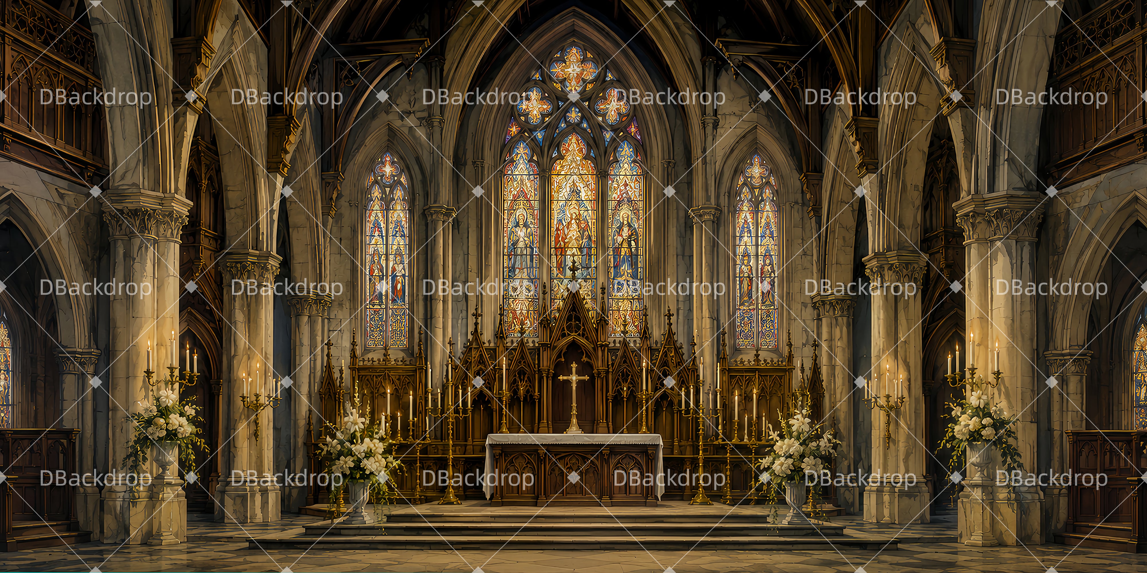 Church Stage Backdrops Sacred Stained Chapel Theater Backdrops UK LXX65-T59