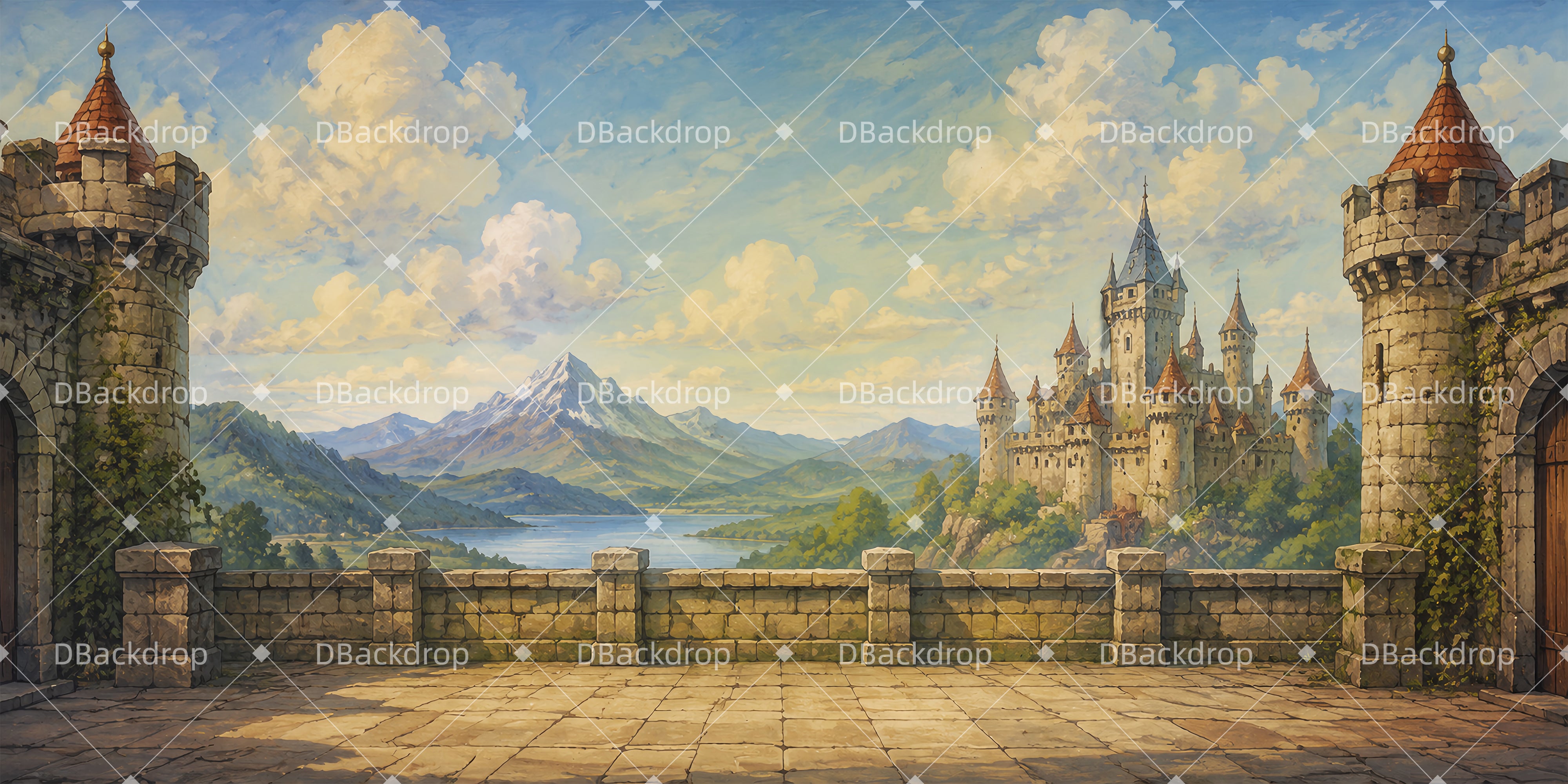 Large Stage Backdrops Castle Terrace Vista Performance Backdrops UK LXX65-T70