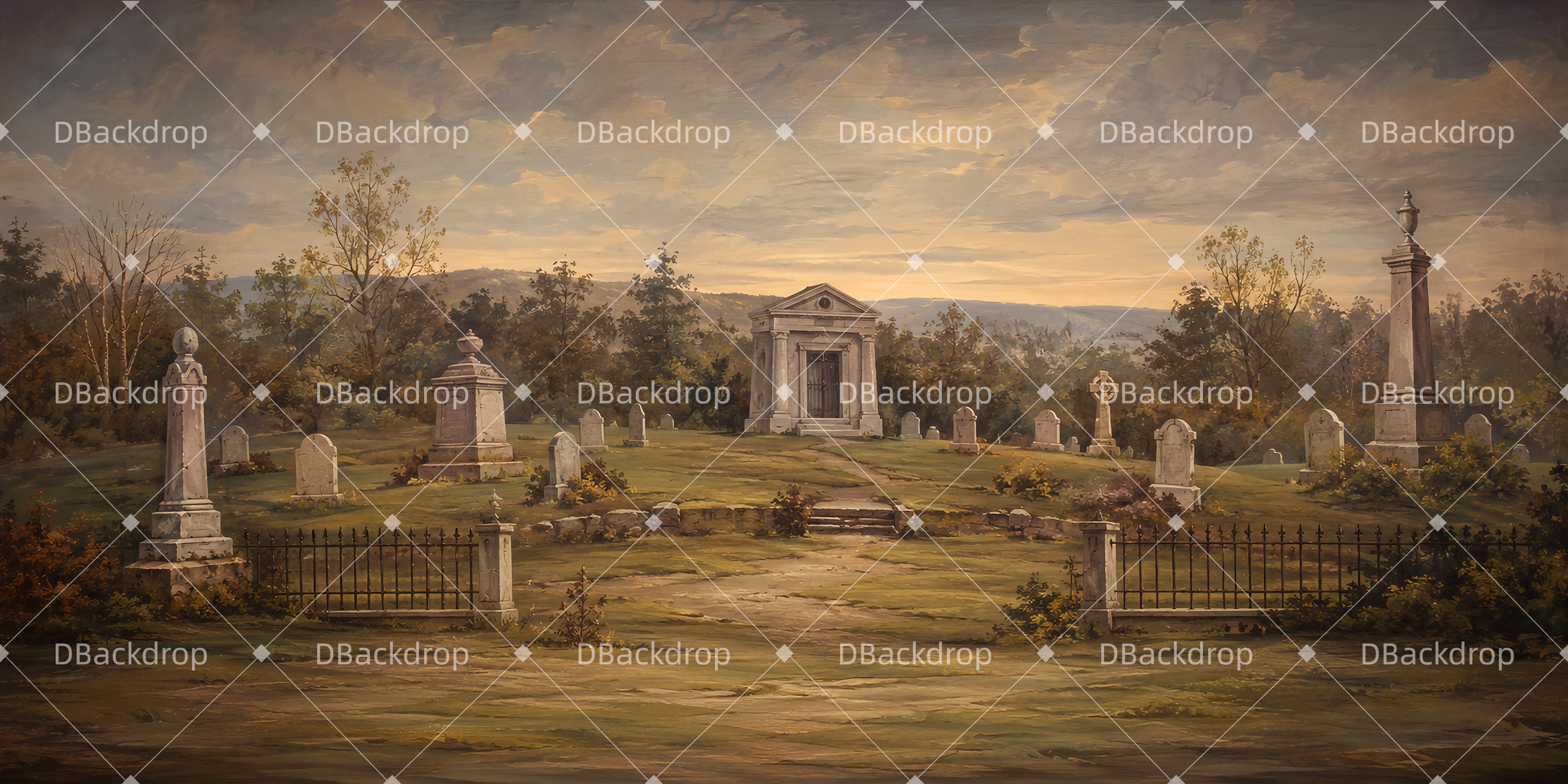 Movie Theater Backdrop Cemetery Grounds Large UK Stage Backdrops LXX66-T117
