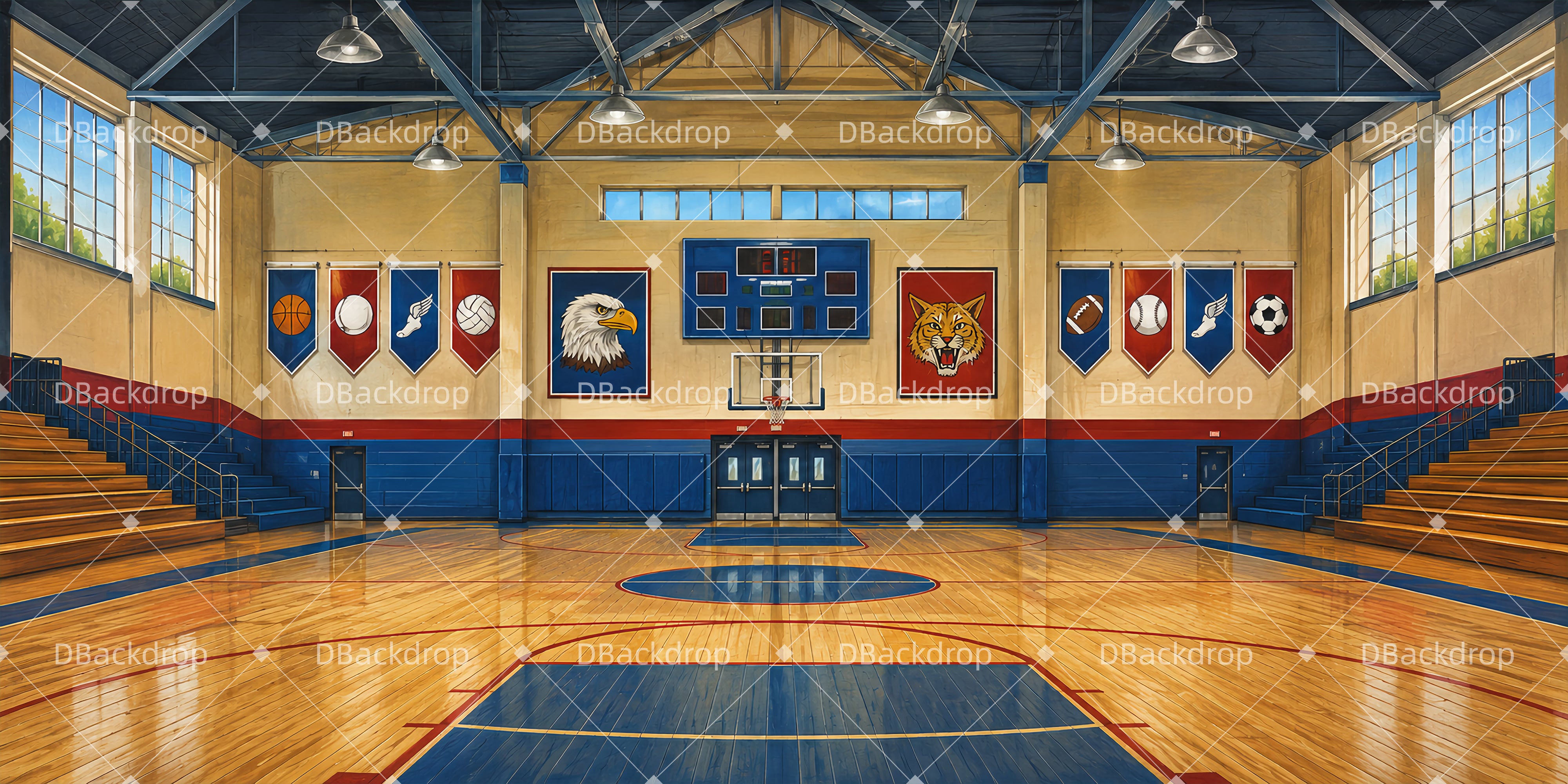 School Play Backdrops School Gymnasium Theater Stage Backdrops UK LXX66-T37
