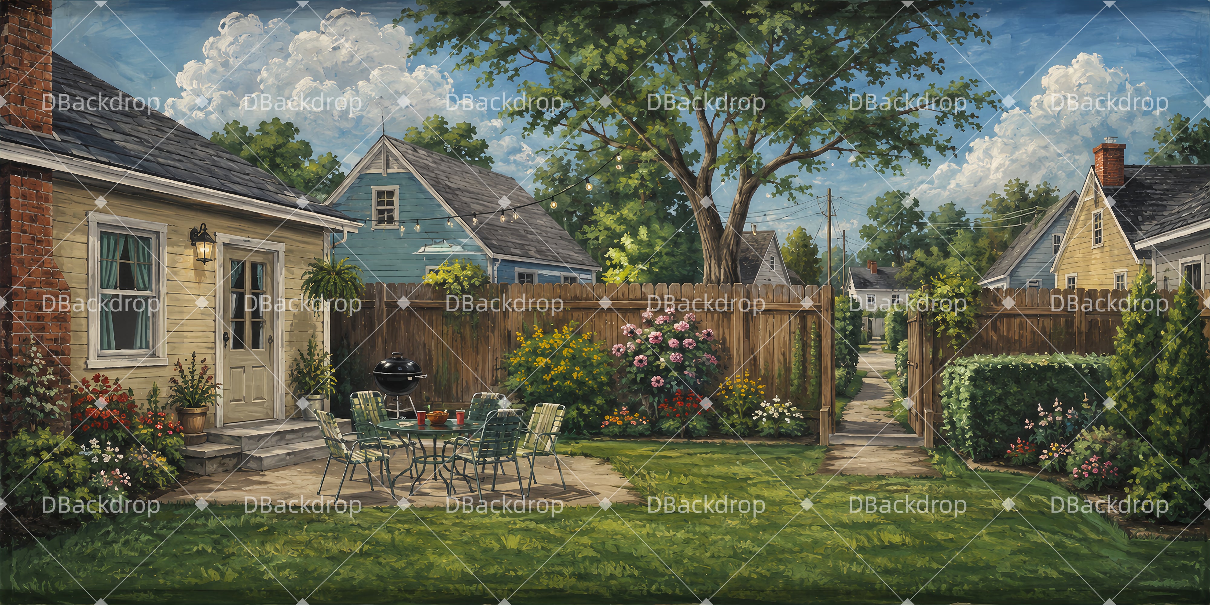 Theater Stage Backdrops Suburban Backyard Hangout Performance Backdrops UK LXX66-T38