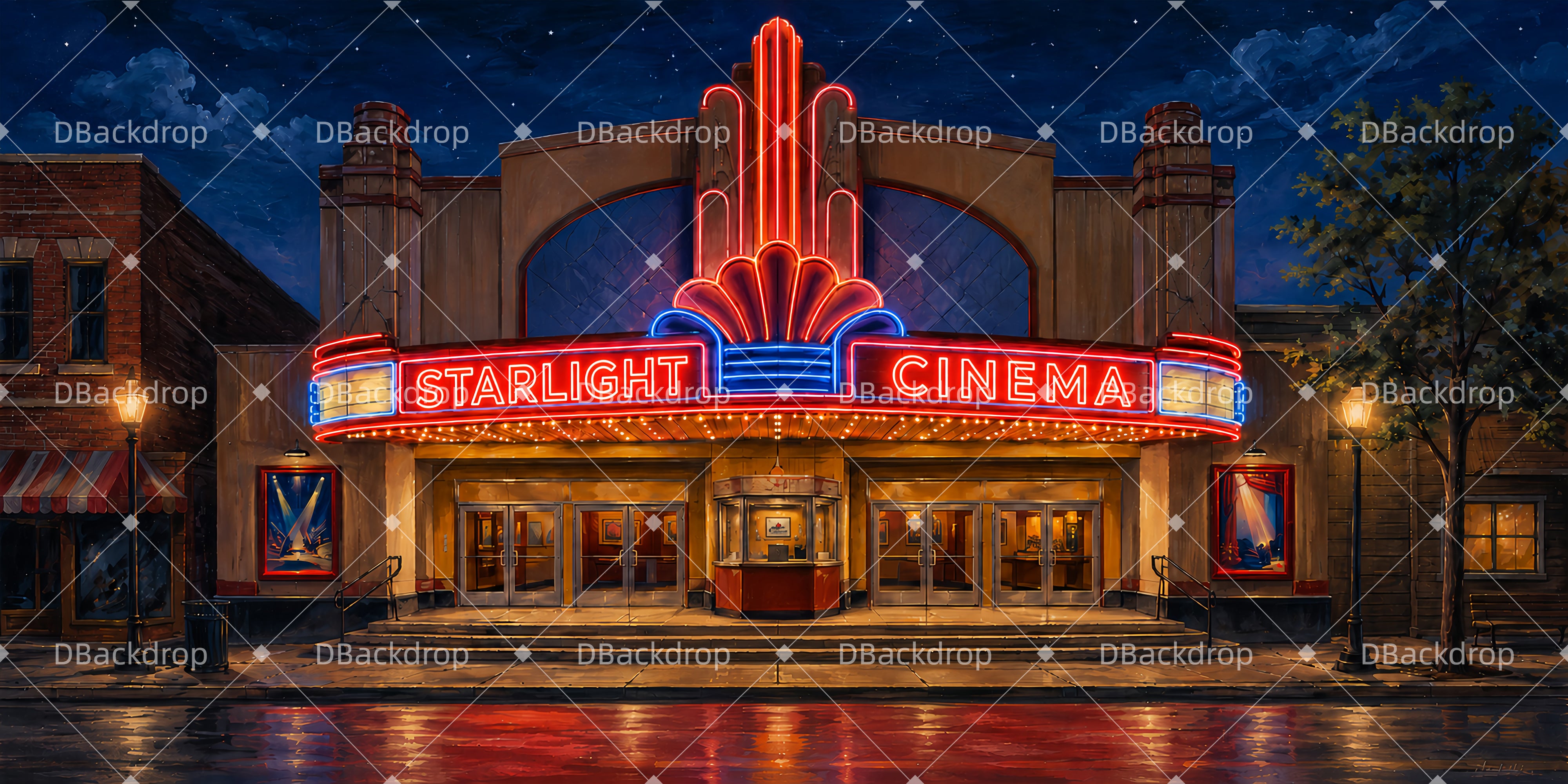 Broadway Stage Backdrops Movie Theater Exterior Performance Backdrops UK LXX66-T40