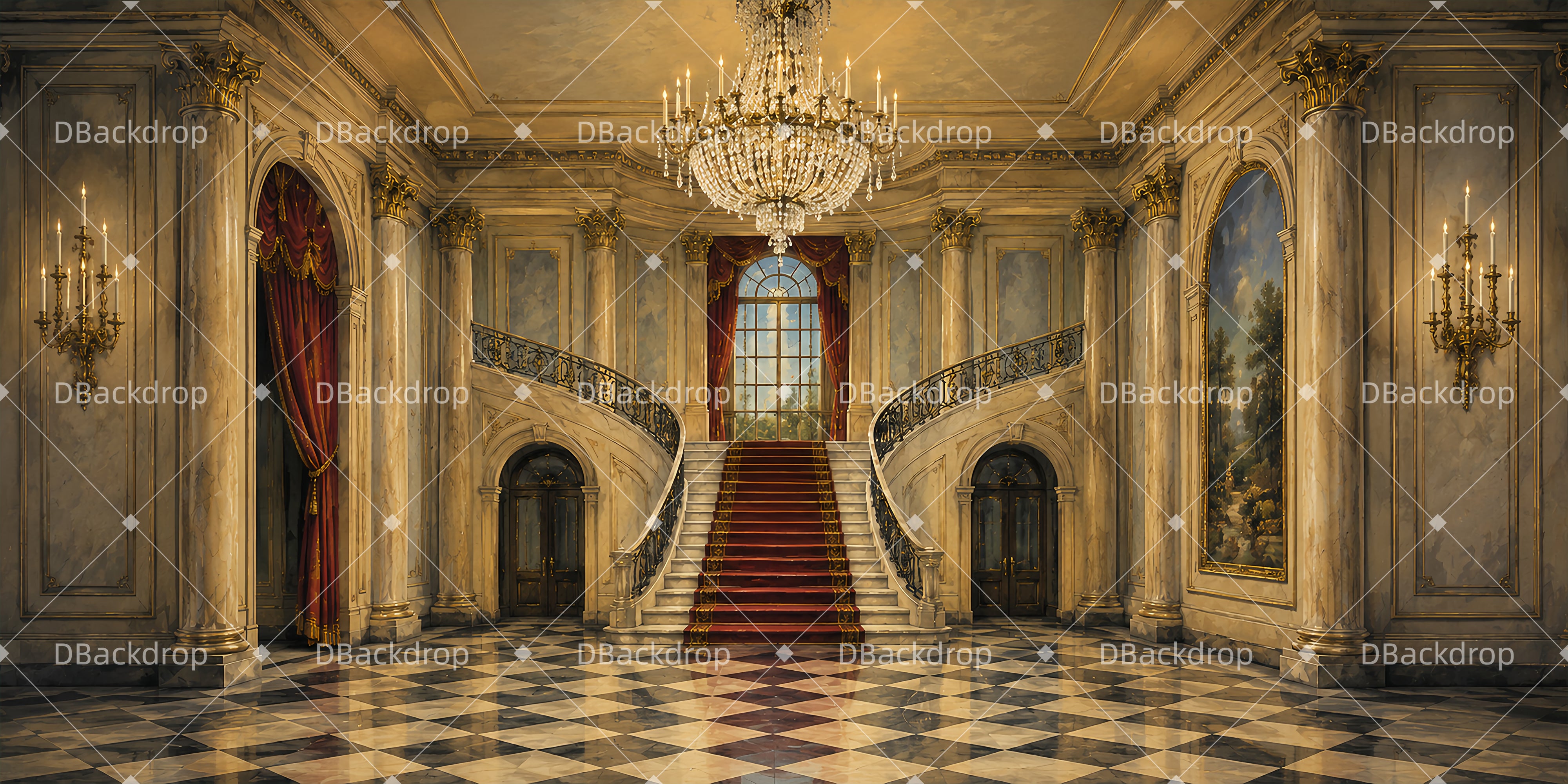 Theater Stage Backdrop Luxury Mansion Hall UK Dance Backdrop LXX66-T56