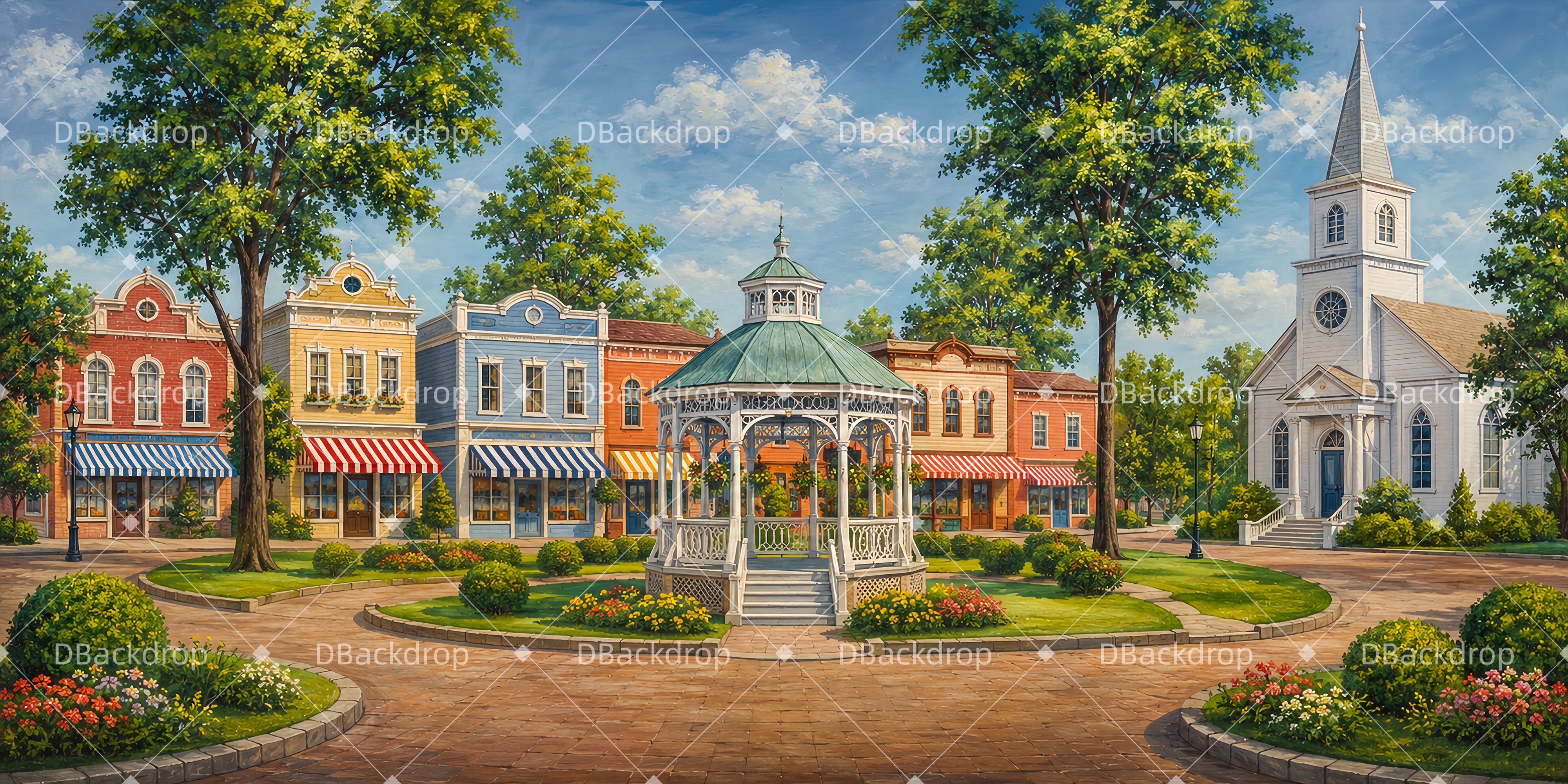 Theater Stage Backdrop Vintage Midwest Town Dance Backdrops UK LXX66-T89