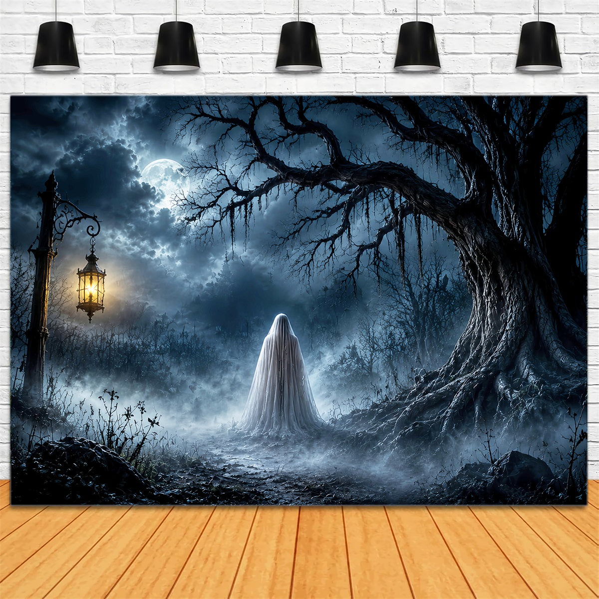 Halloween Backdrop Photo Haunted Forest Ghost Lantern Halloween Party Backdrop UK LXX67-10