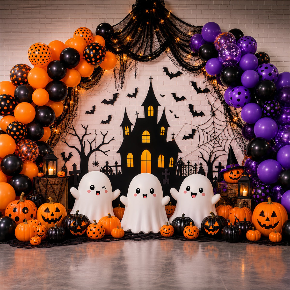 Halloween Party Picture Backdrop Ghost Pumpkin Party Wall Halloween Backdrop UK LXX67-108