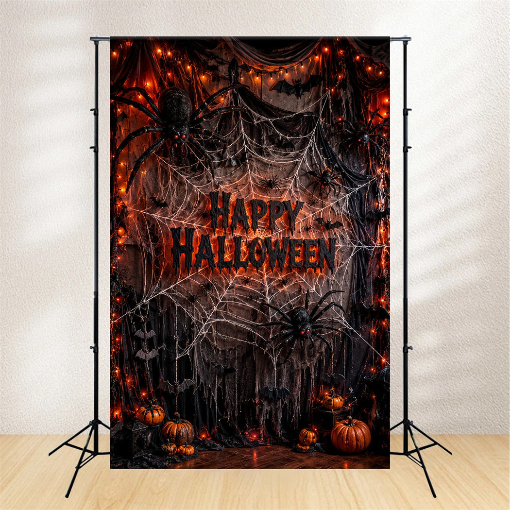 Halloween Theme Backdrop Giant Spider Web Drapes Halloween Backdrop For Photos UK LXX67-111
