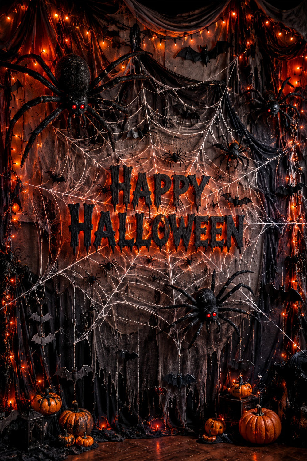 Halloween Theme Backdrop Giant Spider Web Drapes Halloween Backdrop For Photos UK LXX67-111